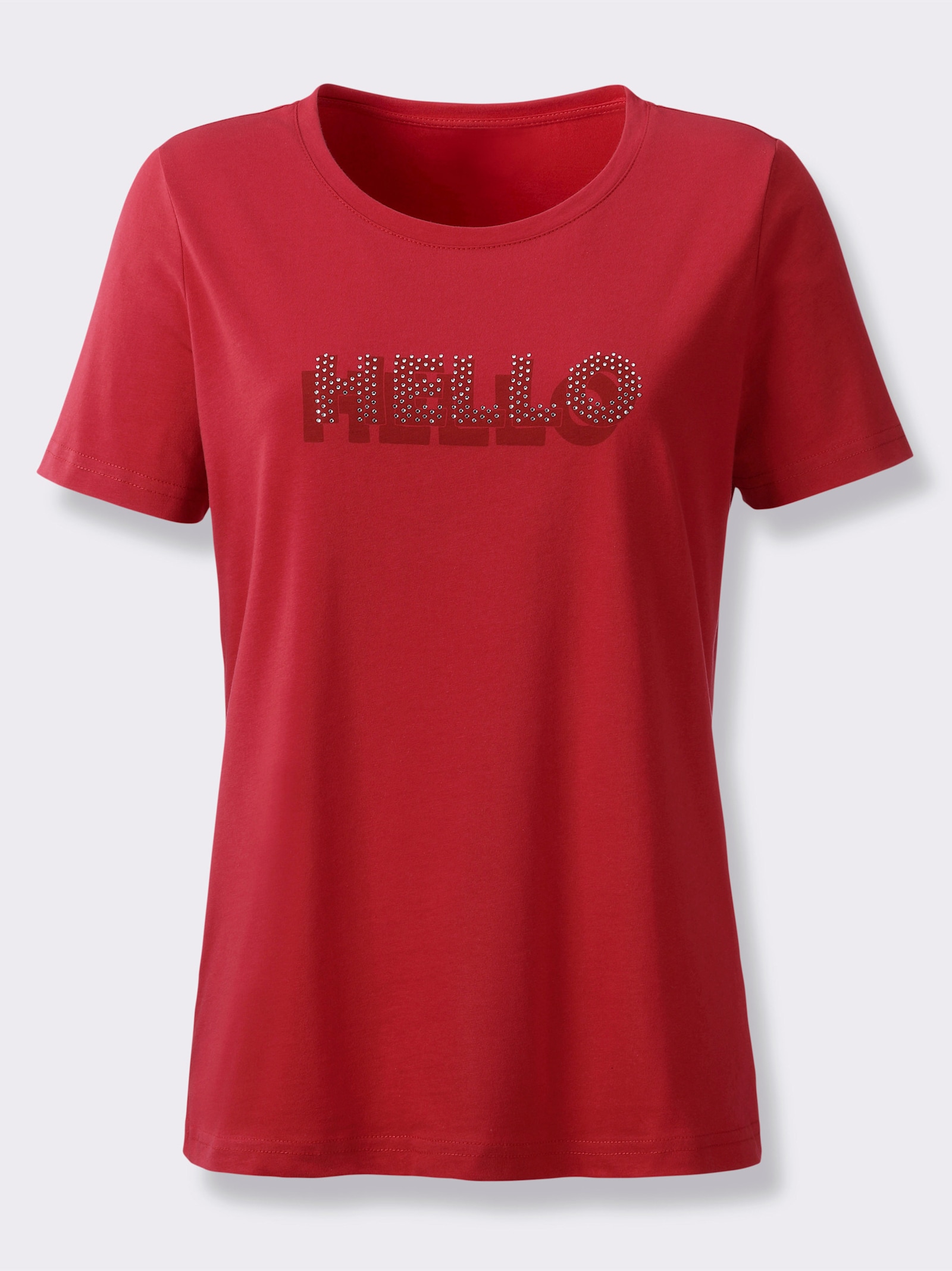 heine T-Shirt mit Glitzersteinchen - rot