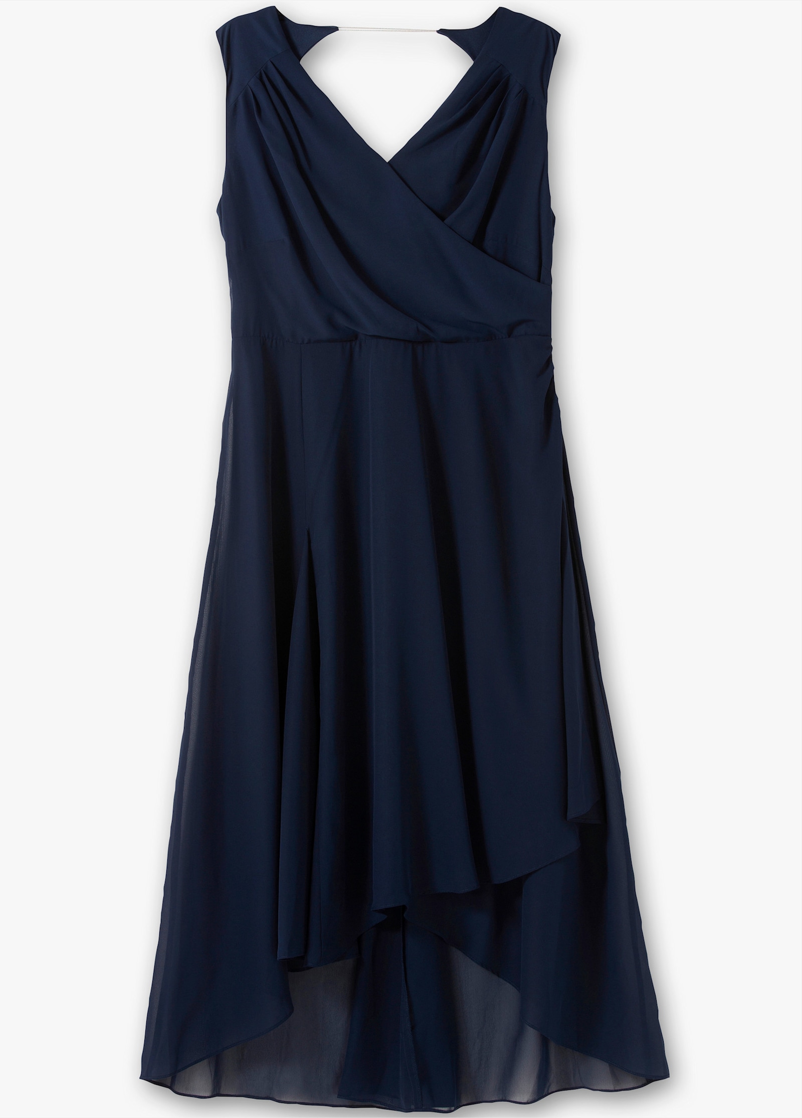 sheego Robe de soirée effet cache-cœur, en mousseline - marine