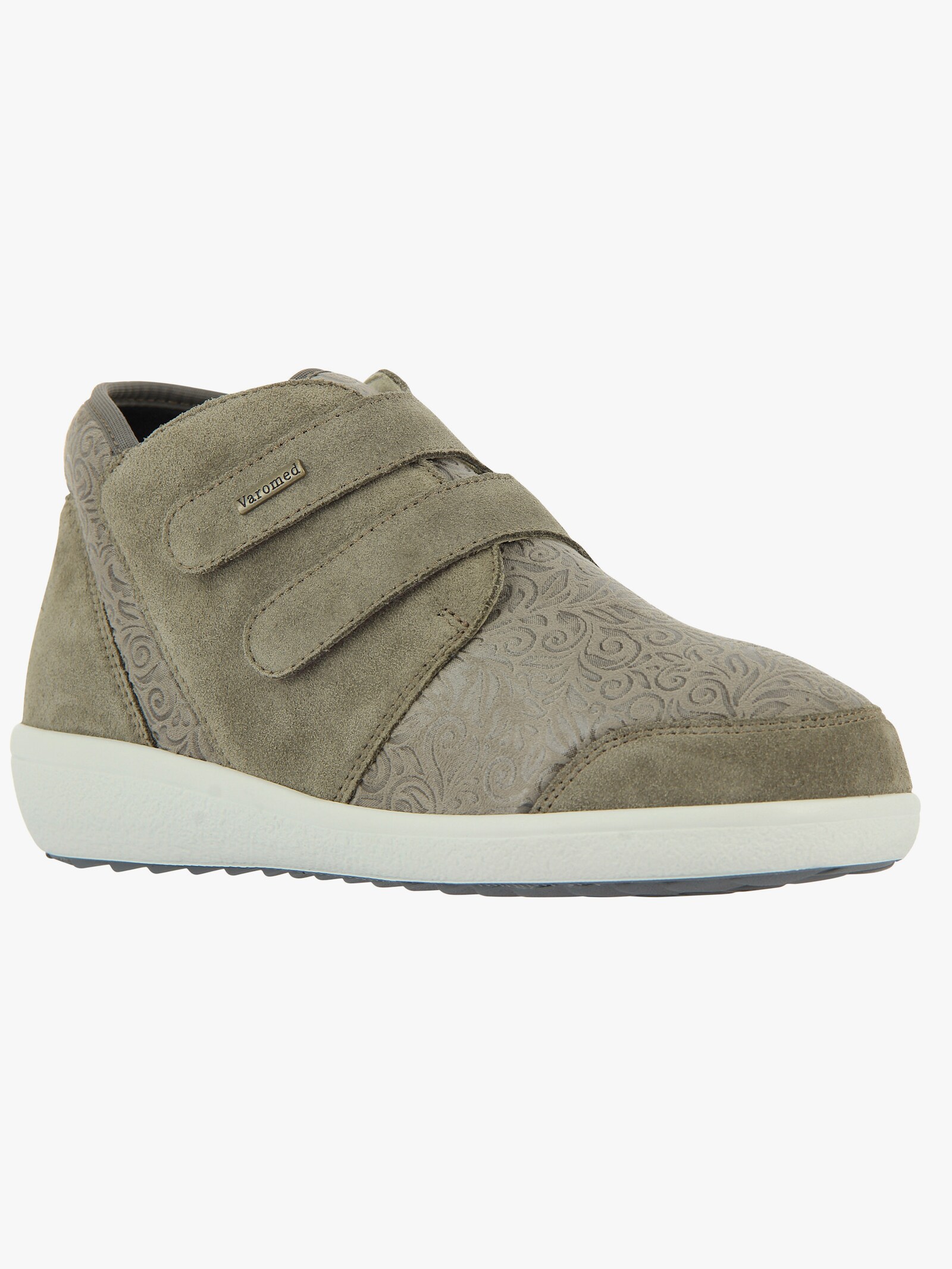 Varomed Stiefelette für kräftige Füße, Klettverschlüsse - taupe