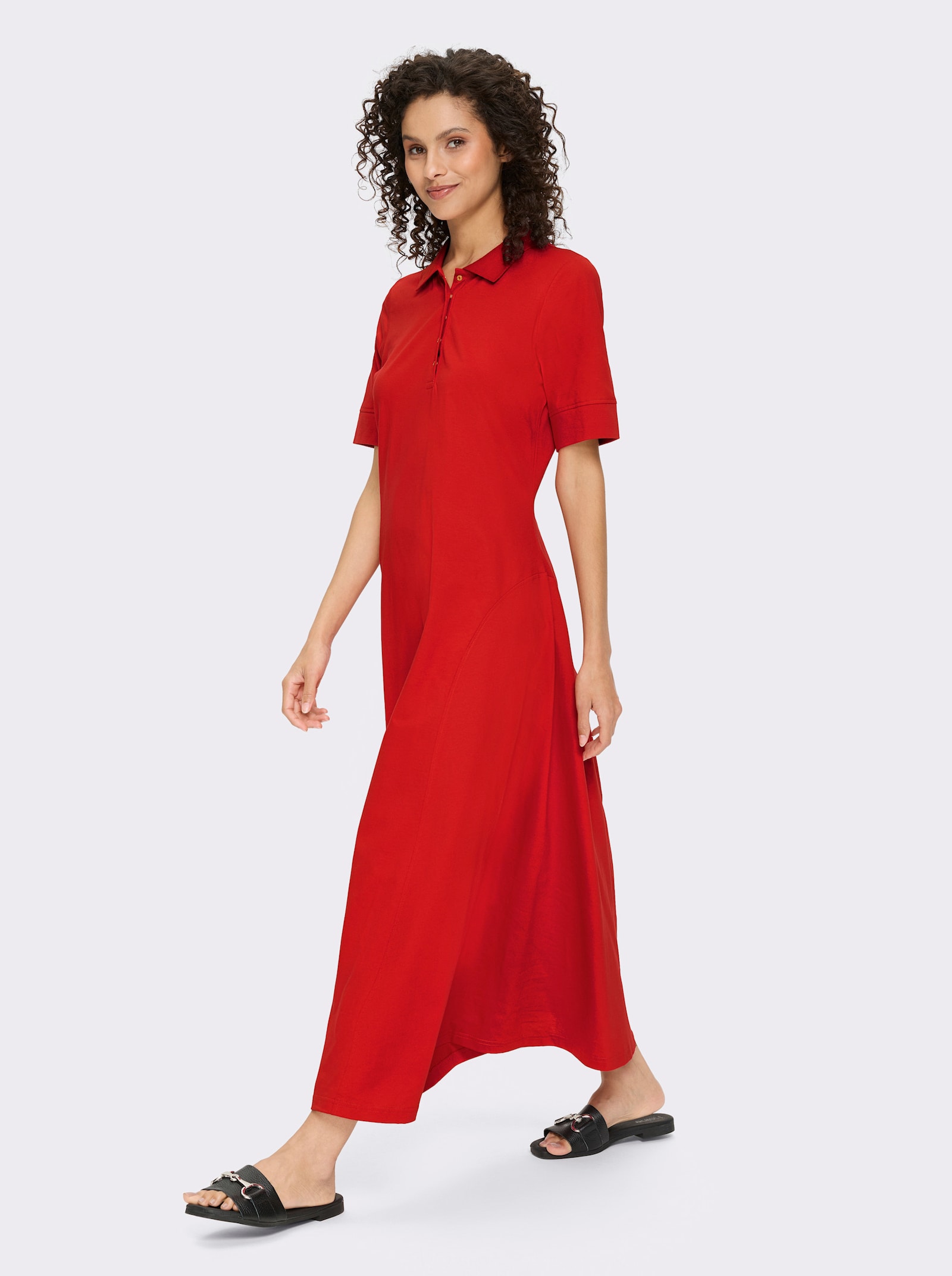 heine Polokleid mit Druckknöpfen - rot