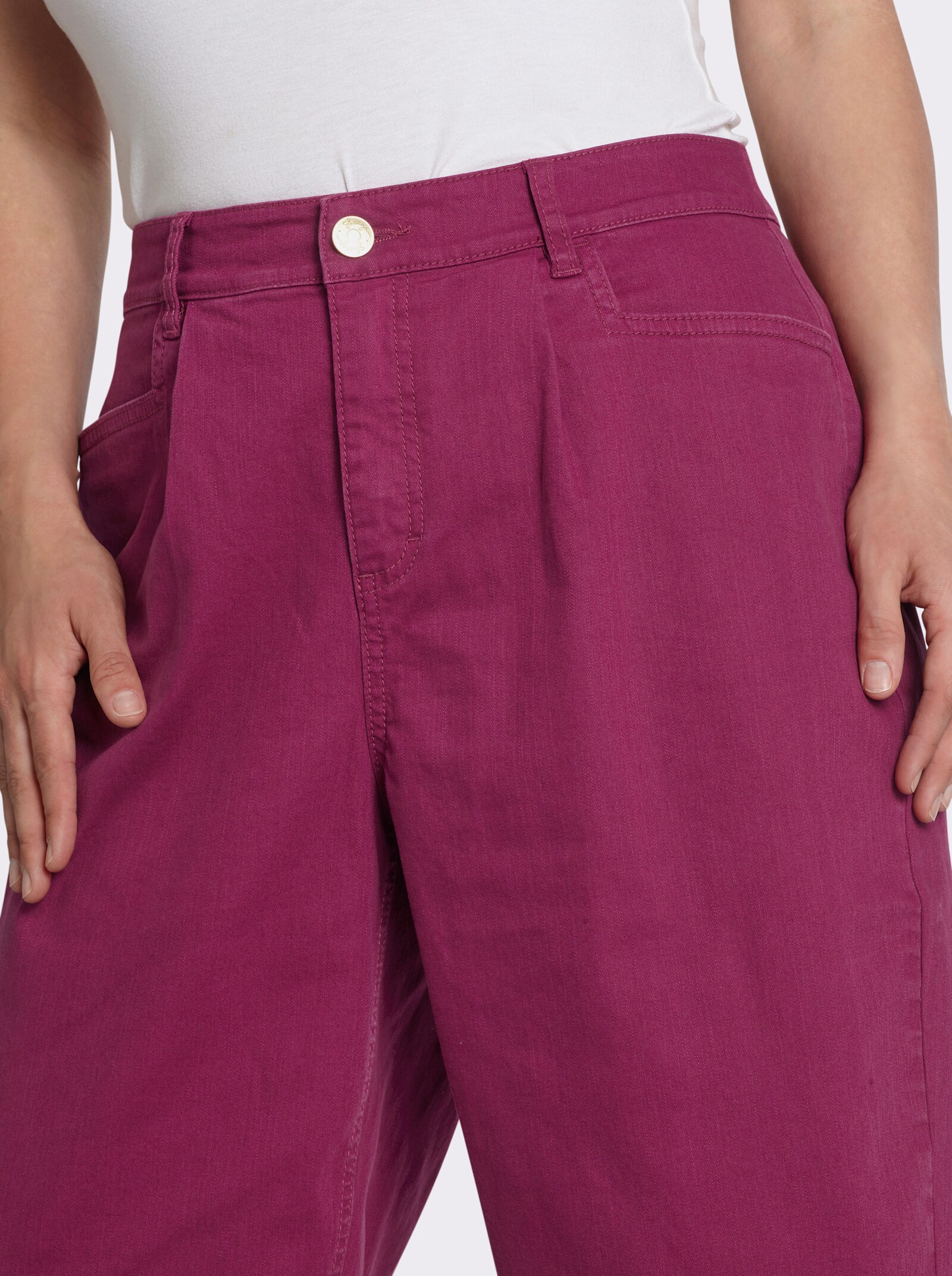 sheego Bundfaltenhose aus Twill, mit Barrel-Leg - malve