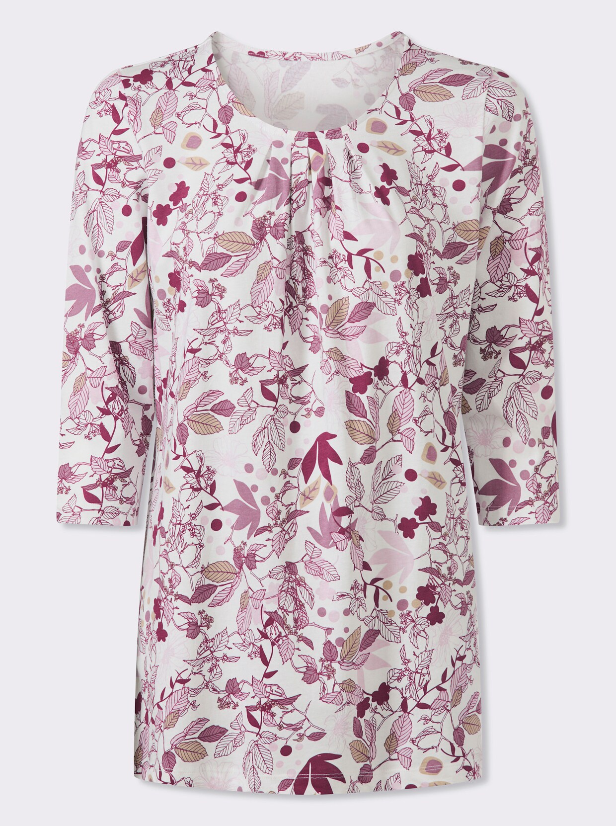 Longshirt in A-Form - altrosa-ecru-bedruckt