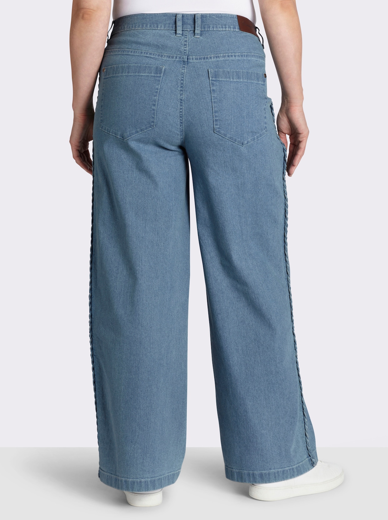 sheego Jeans mit geflochtenen Streifen am weiten Bein - blue-bleached