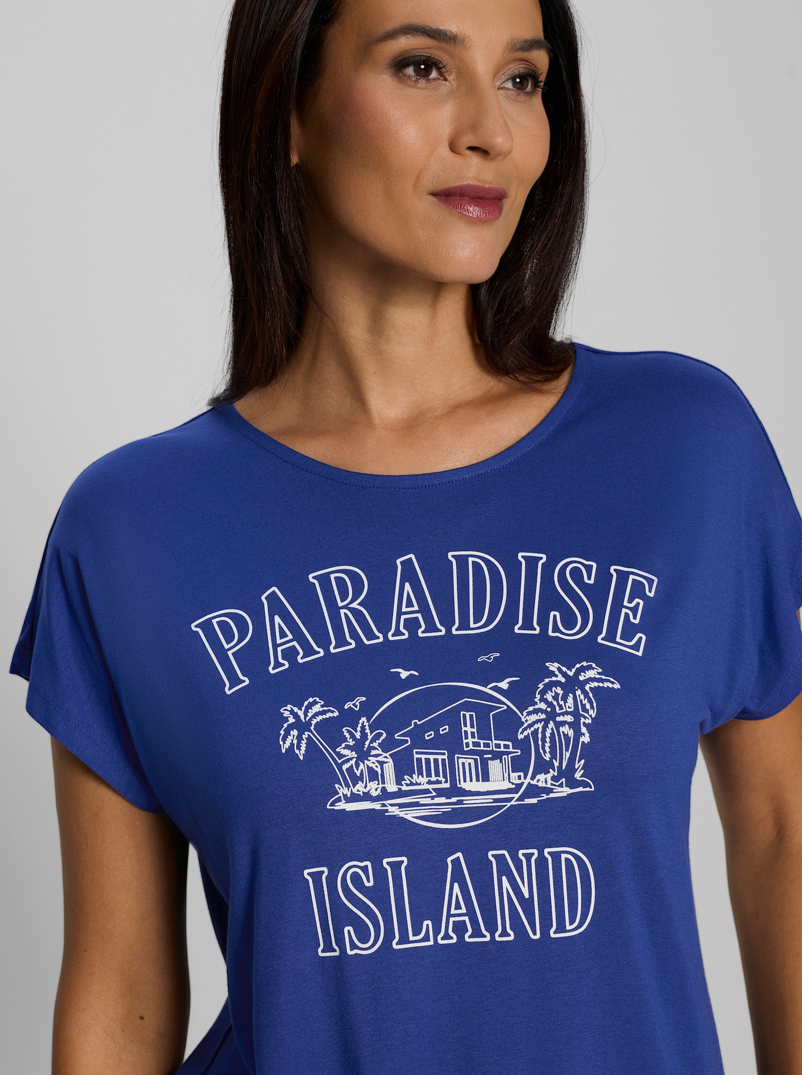 heine Kurzarmshirt mit Druck - royalblau