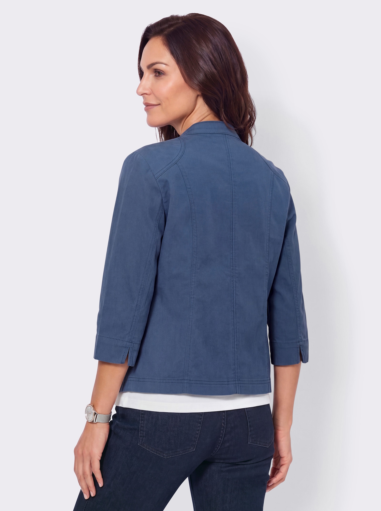 Jeansblazer mit Reißverschluss-Taschen - jeansblau