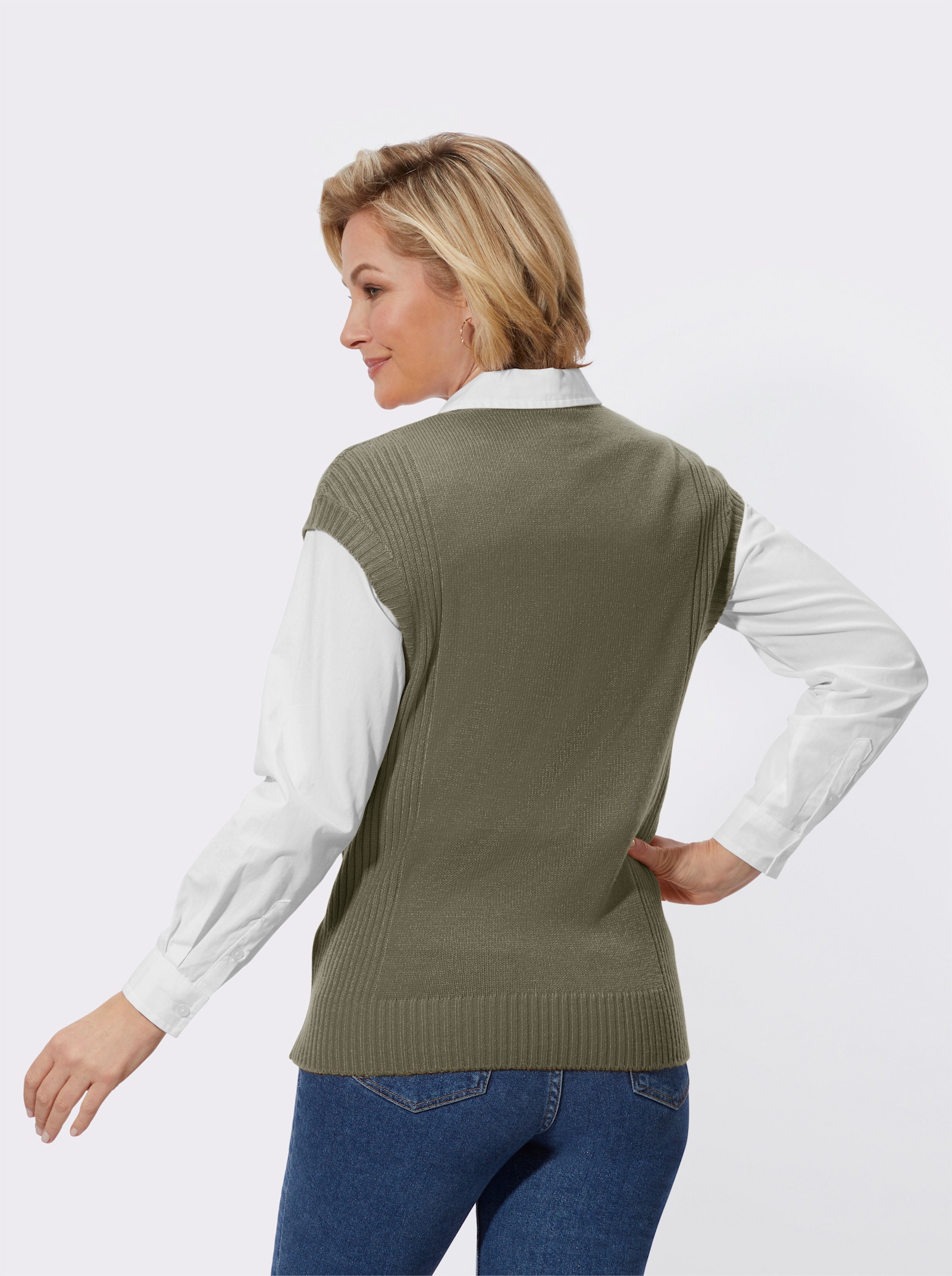 Pullunder mit V-Ausschnitt - khaki