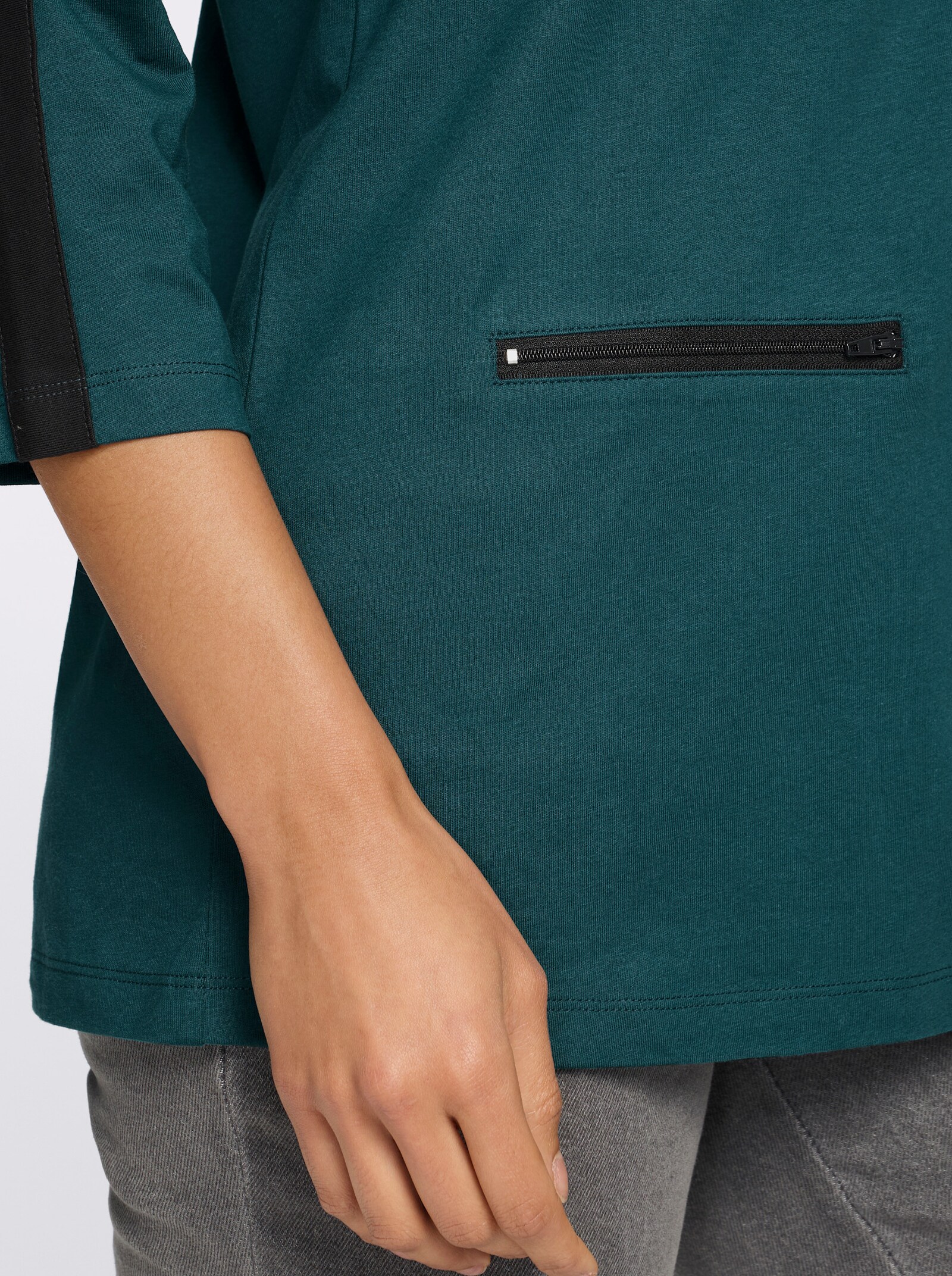 Longshirt mit Kontrast-Akzenten - petrol