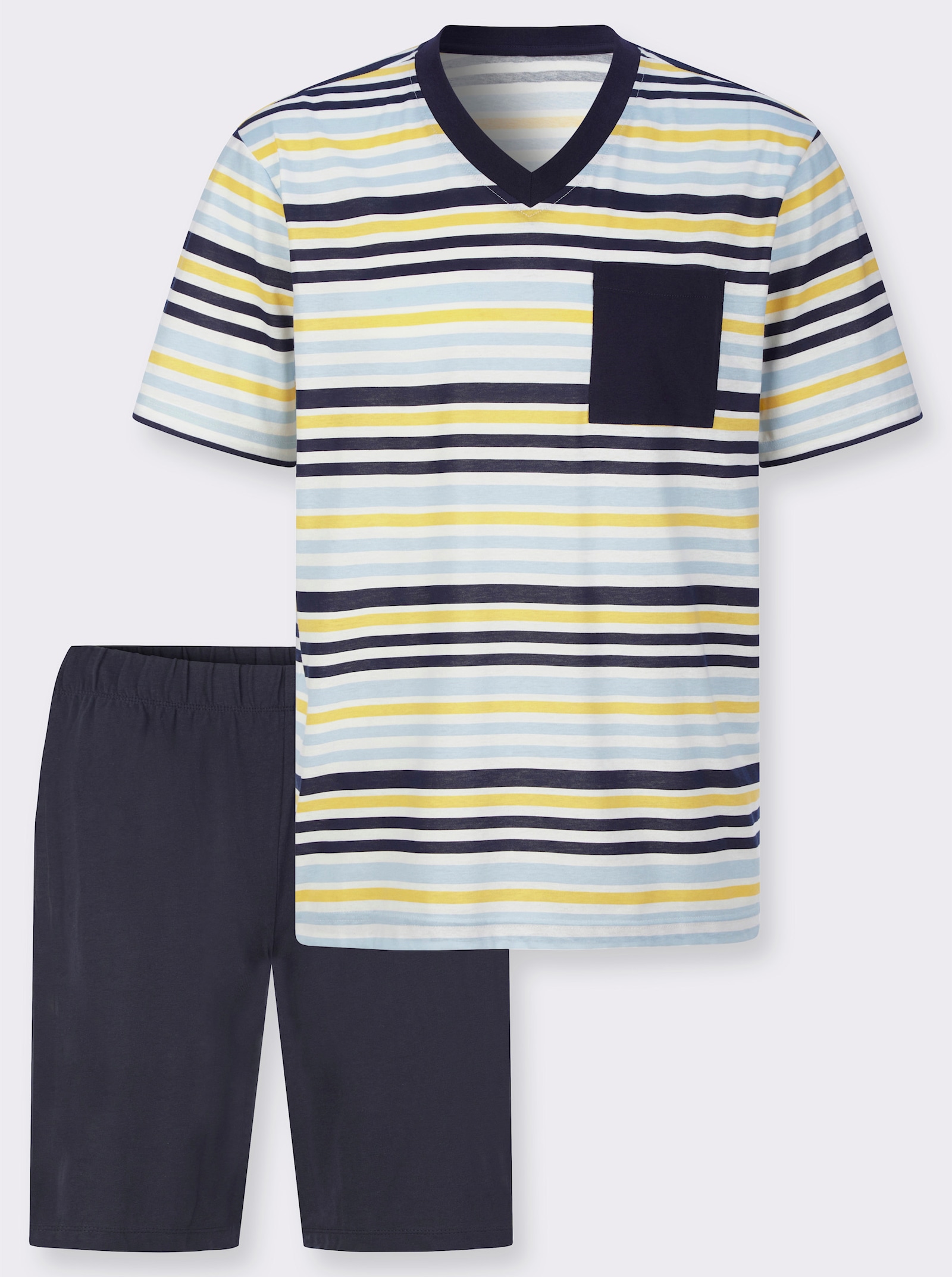 Shorty im Ringel-Look - marine-eisblau-geringelt