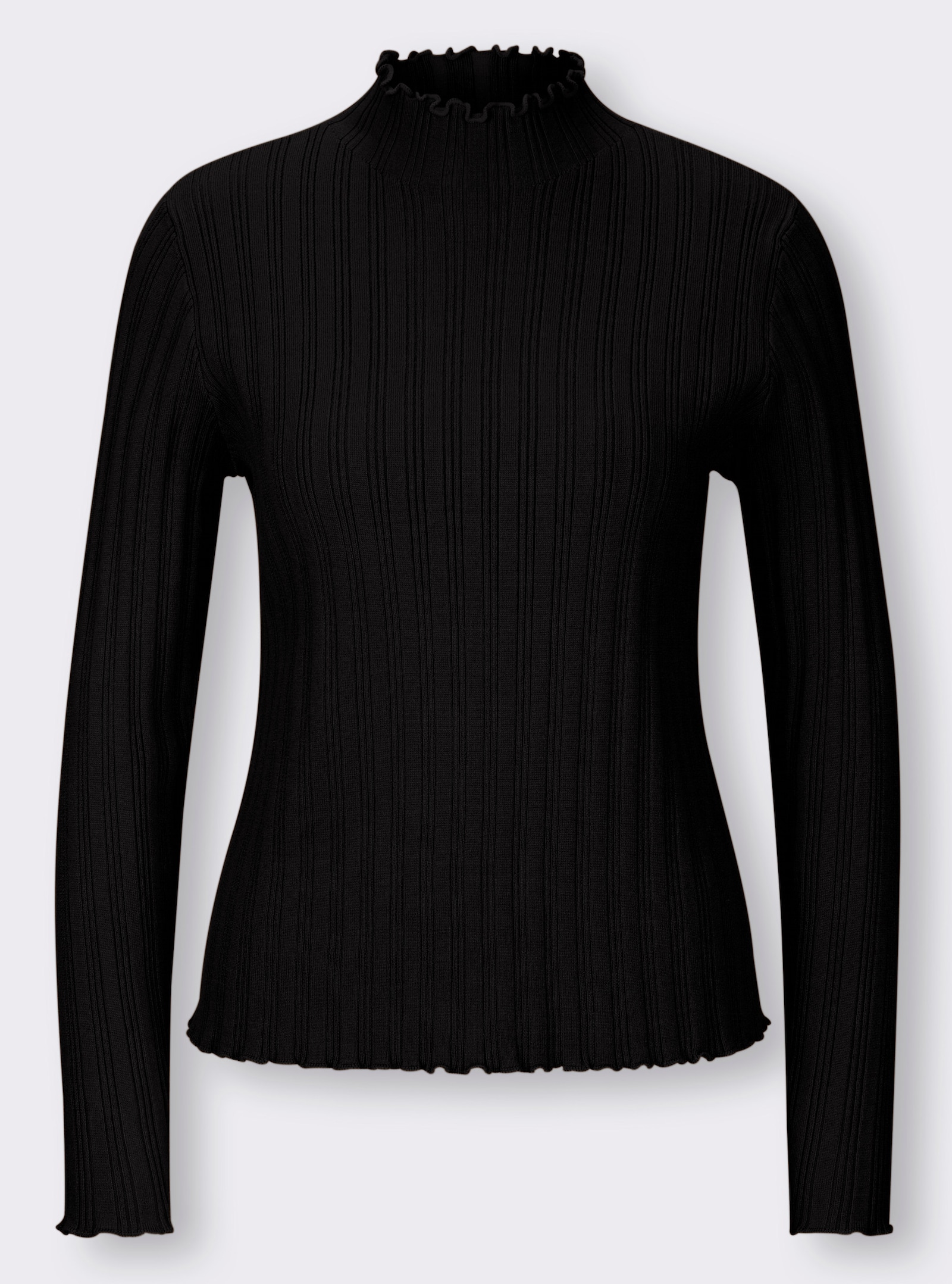 heine Pullover met opstaande kraag en ribtricot - zwart