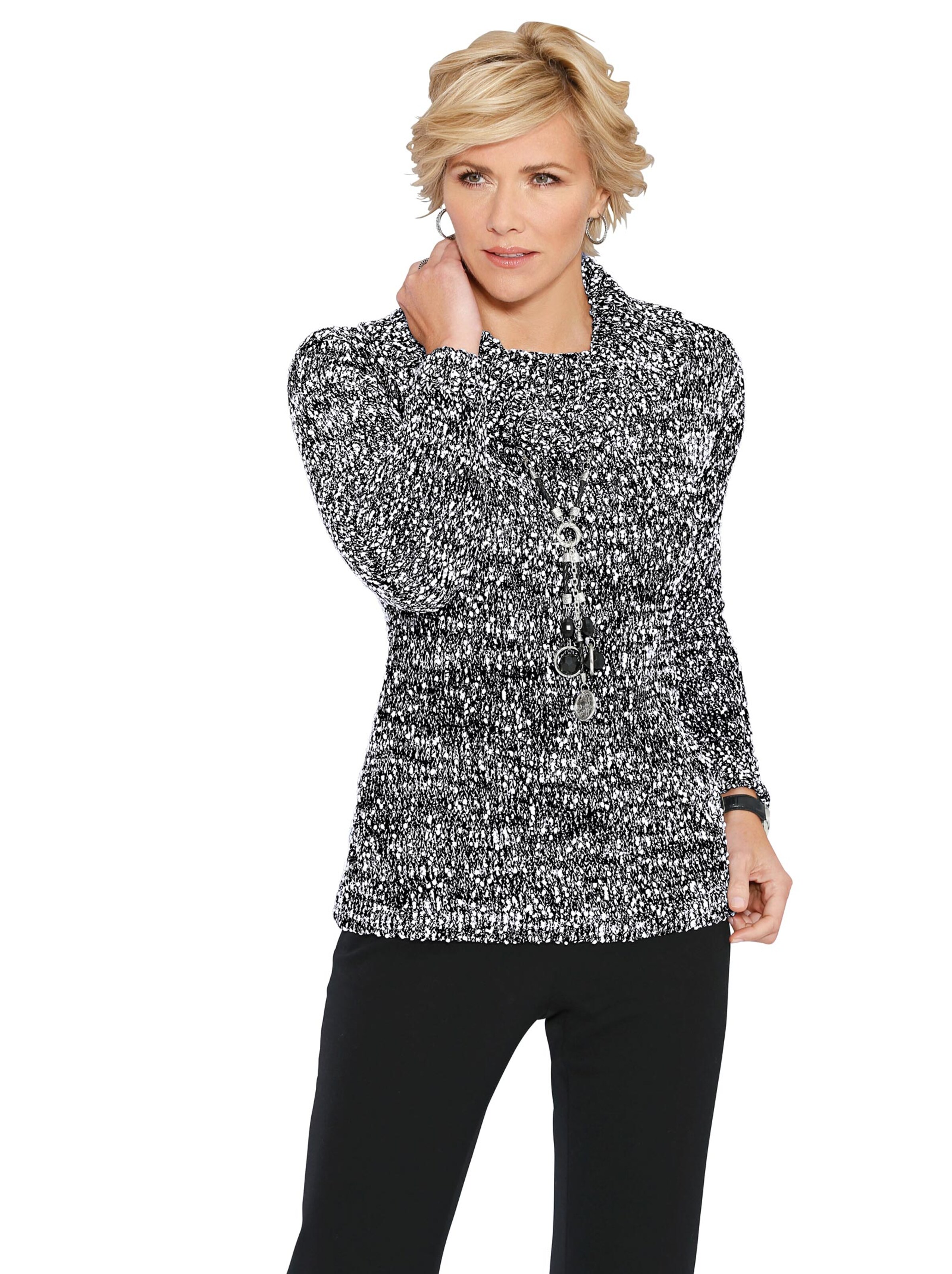 Pullover - schwarz-weiß-meliert