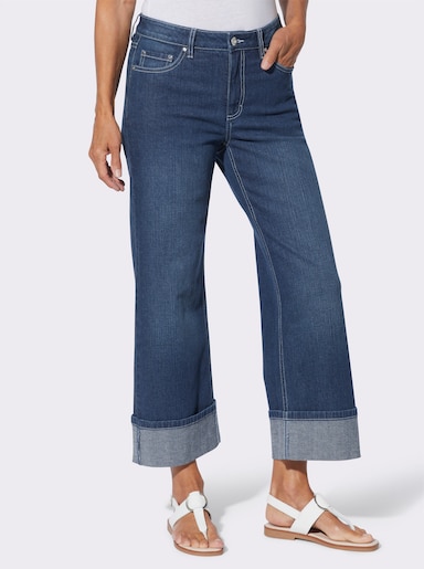 7/8-Jeans mit weitem Bein - blue-stone-washed
