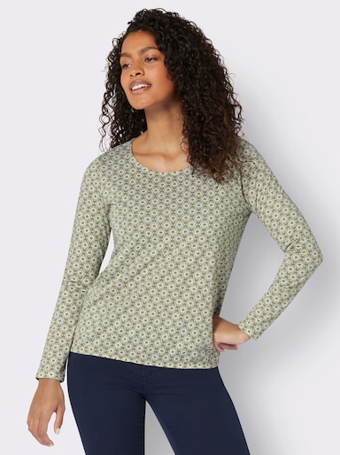 Langarmshirt im floralen Muster - schilf-ecru-bedruckt