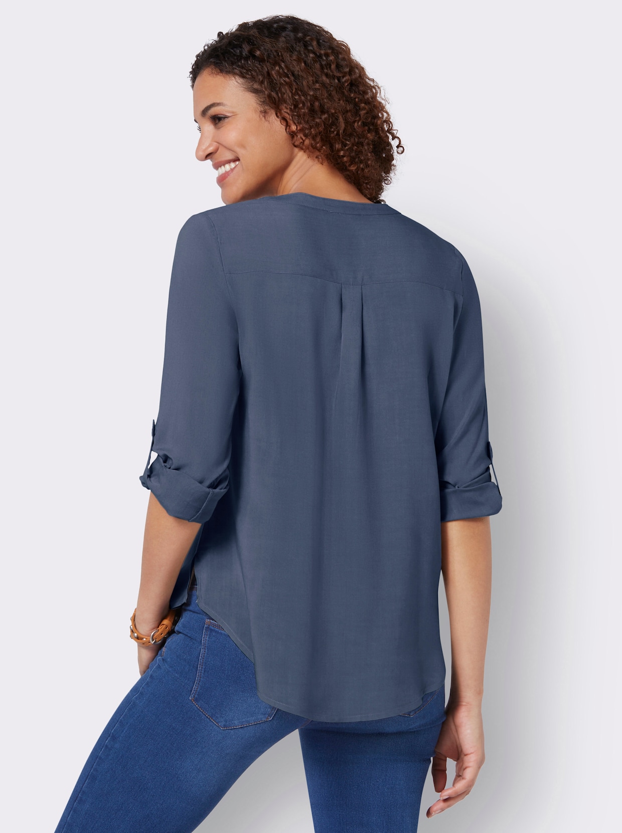 Longline blouse - rookblauw