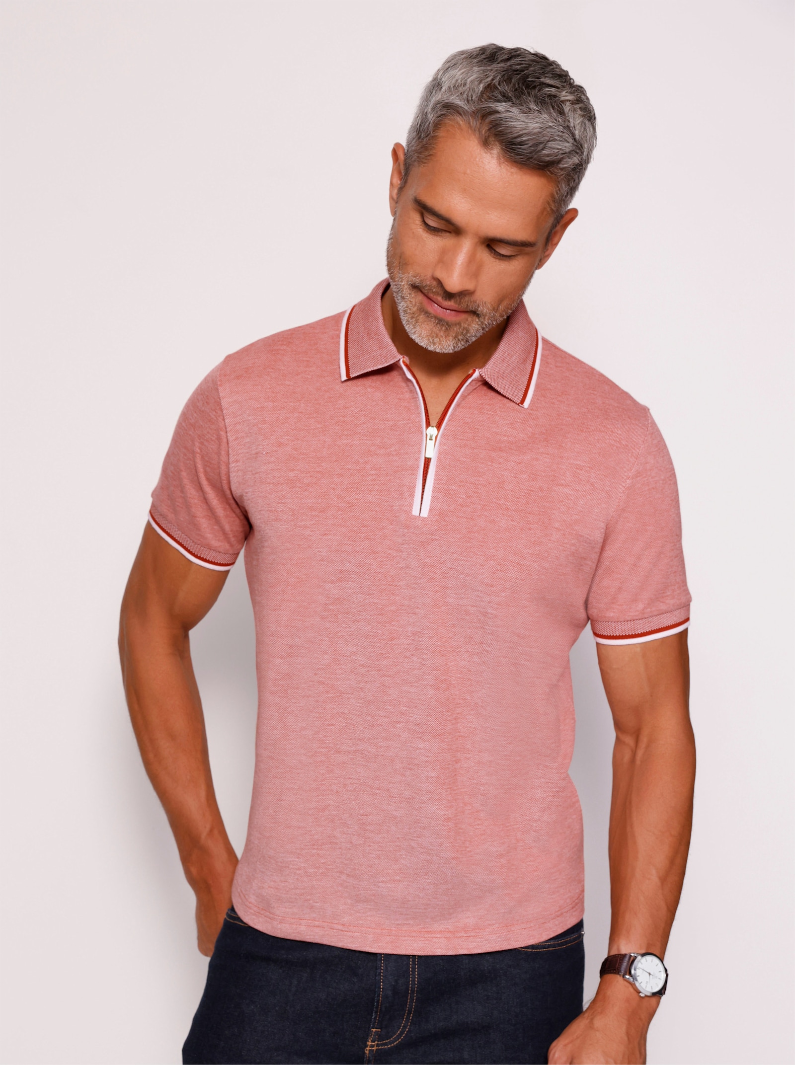 Poloshirt van piqué. - roestrood