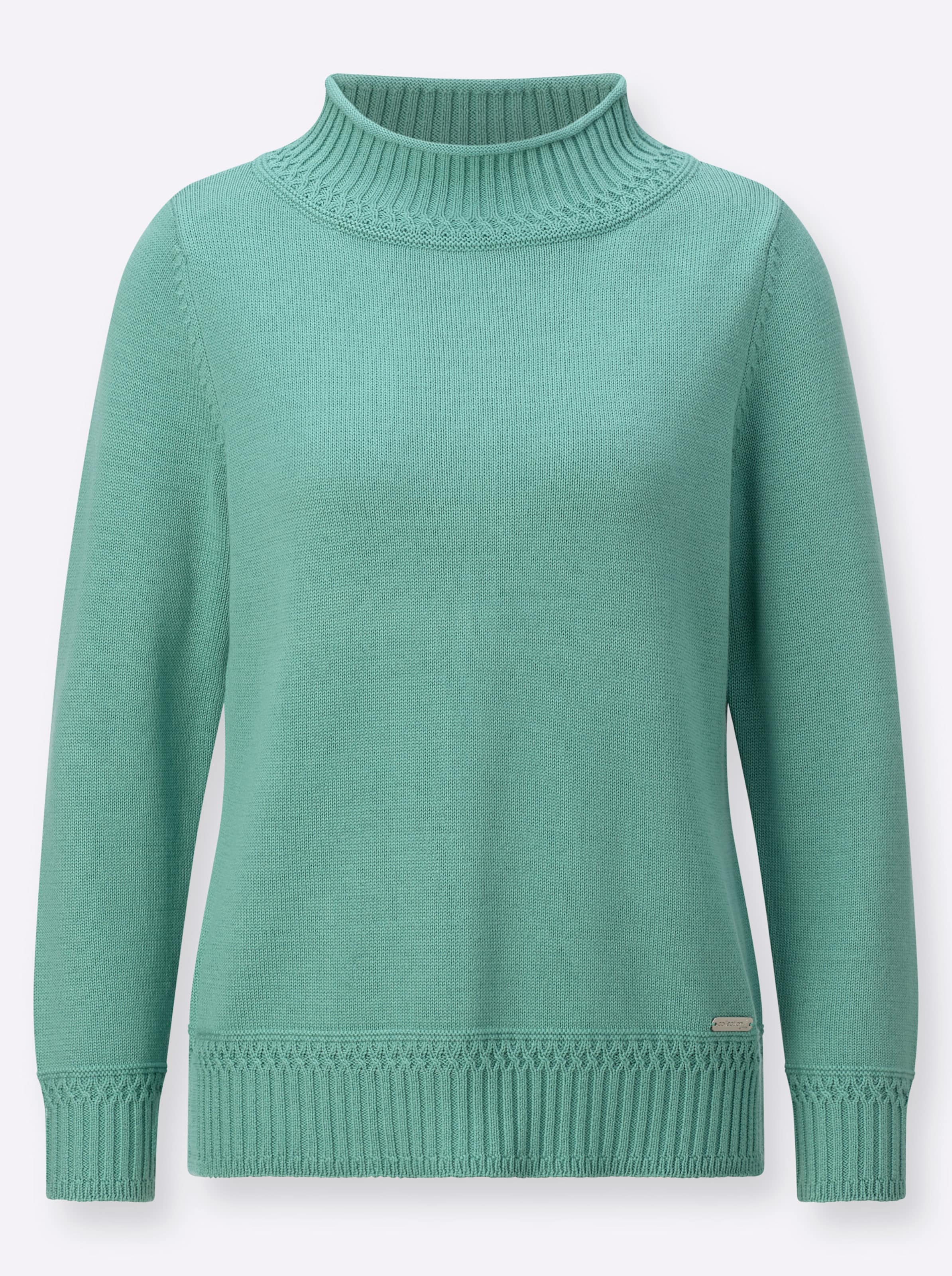 Casual Looks Damen Hellgrün Stehkragenpullover "Stehkragen-Pullover", Gr. 44, Grün (Salbei), 50% Baumwolle, 50% Polyacryl, Unifarben, Pullover Stehkragenpu... - Bild 2