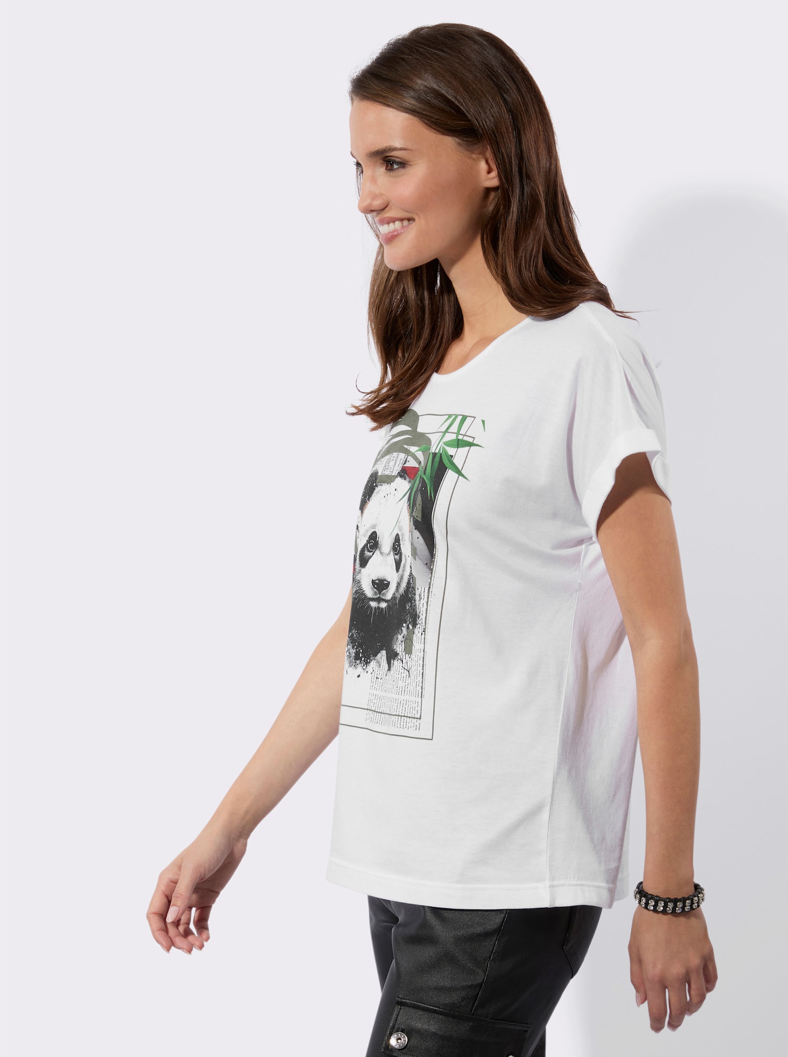 Shirt mit Panda-Motiv - weiß-bedruckt