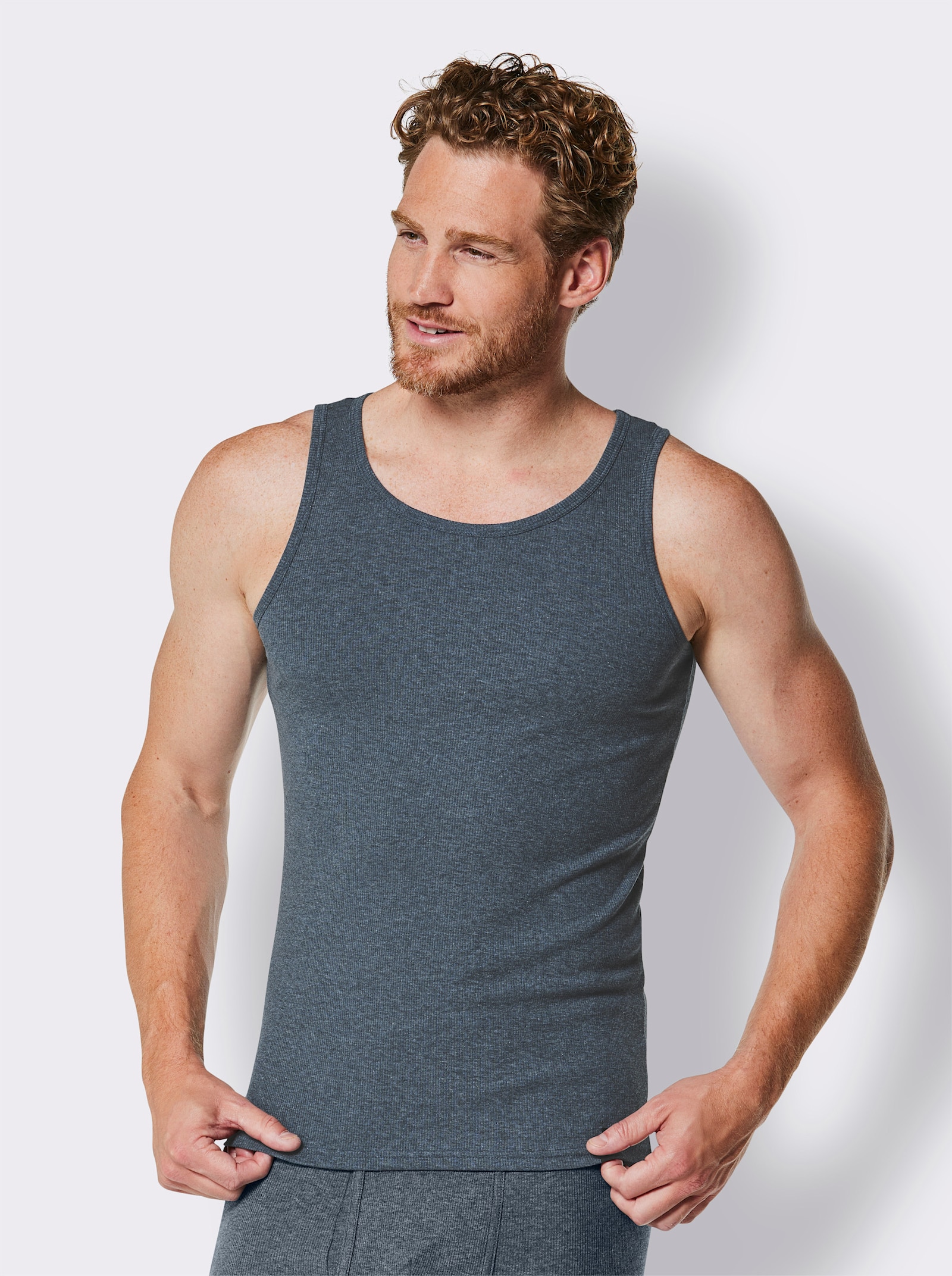 wäschepur men Unterhemd - jeansblau-meliert