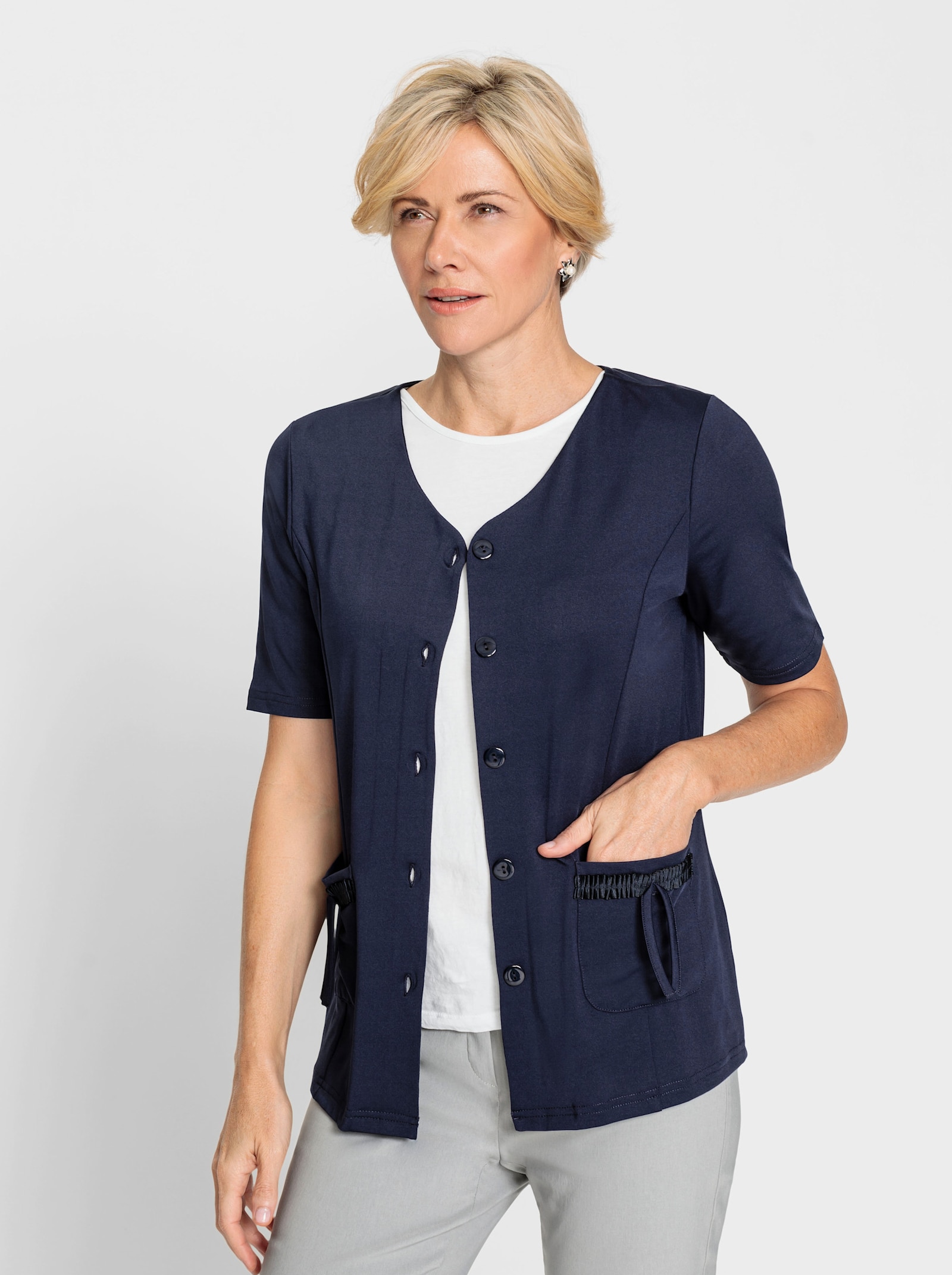 Shirtjacke in Jersey-Qualität - marine