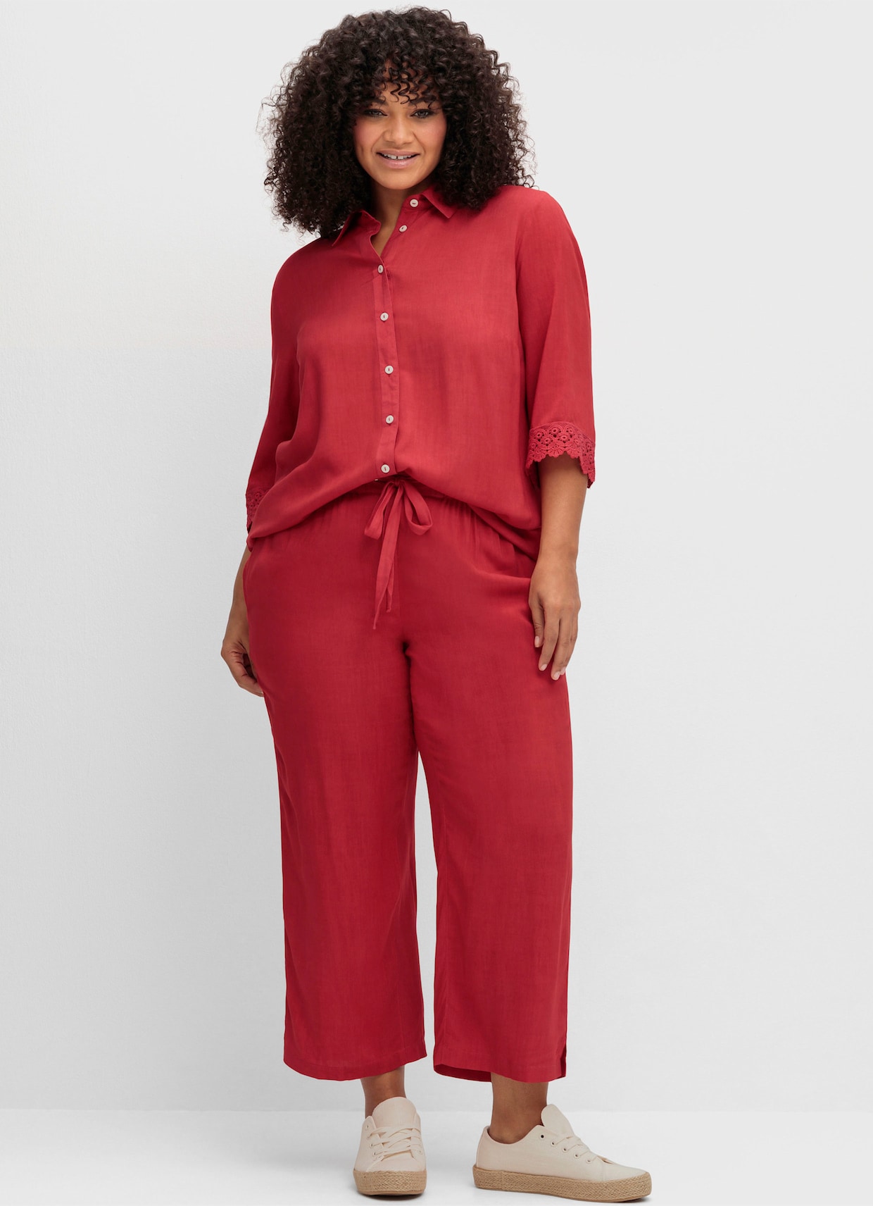 sheego 7/8-broek met comfortband - aardbei