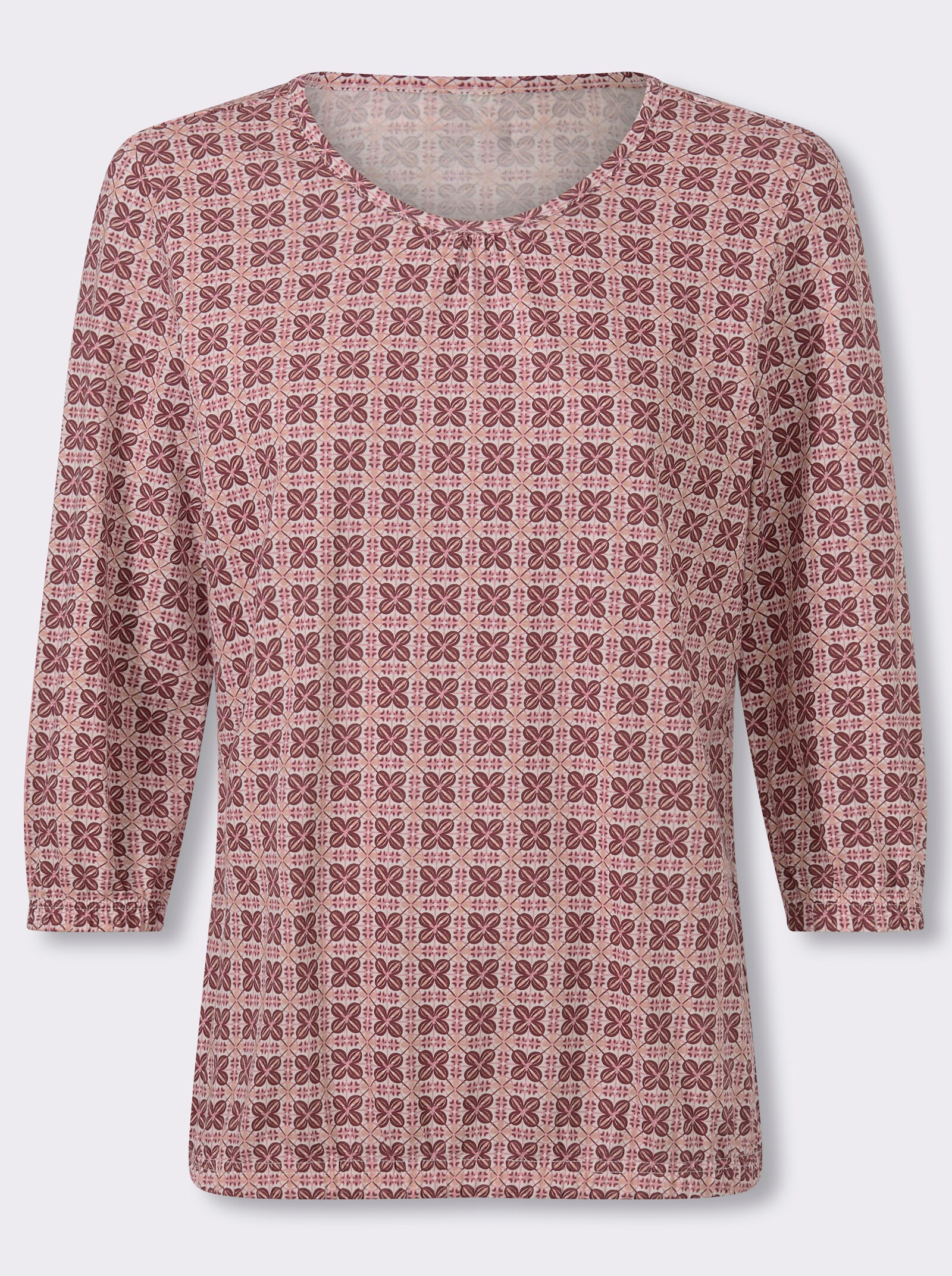 3/4-Arm-Shirt im Minimal-Druck - puder-ecru-bedruckt