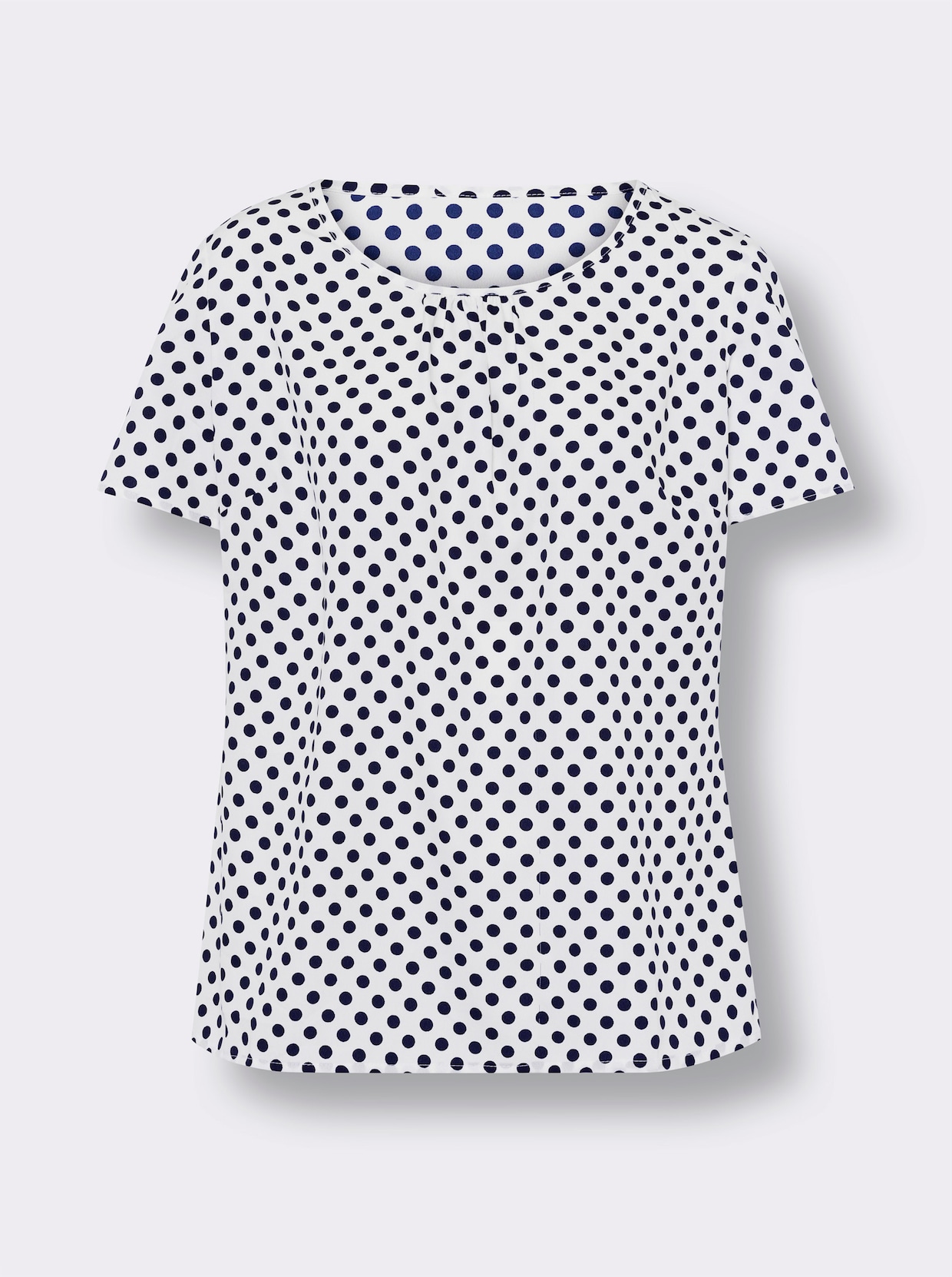 Comfortabele blouse - ecru/marine gestippeld