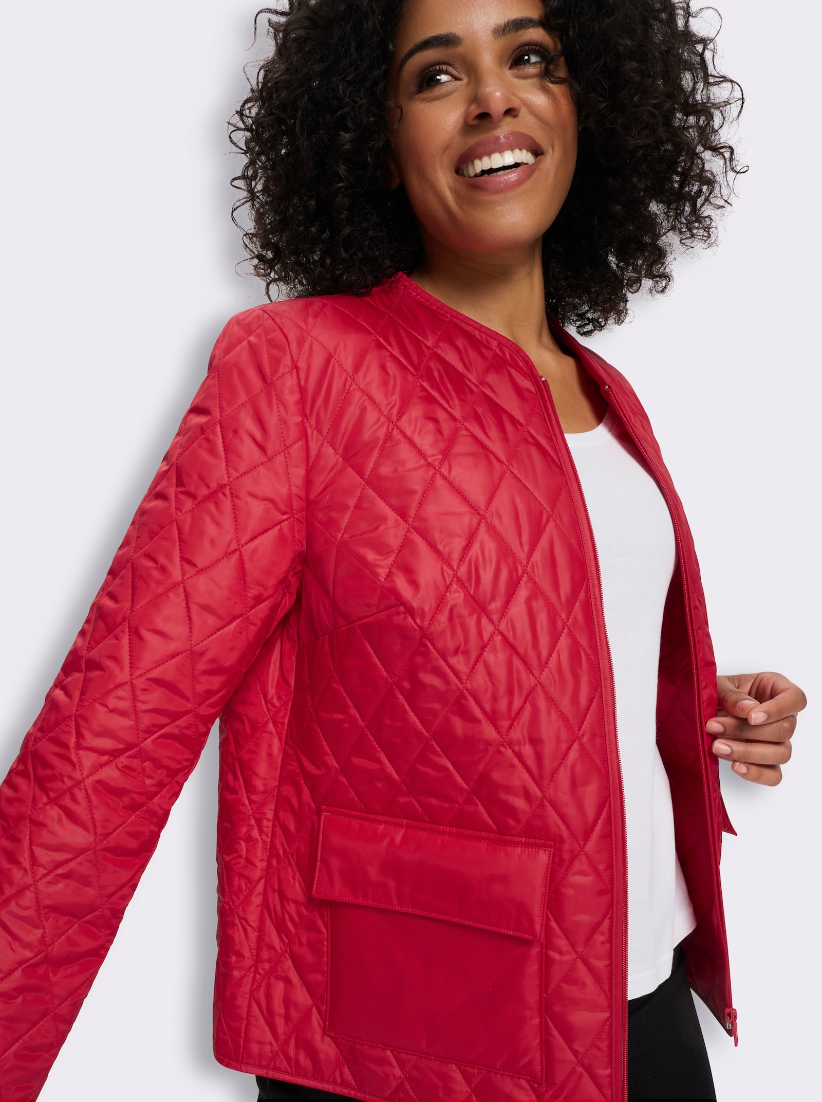 Steppjacke mit V-Ausschnitt - rot