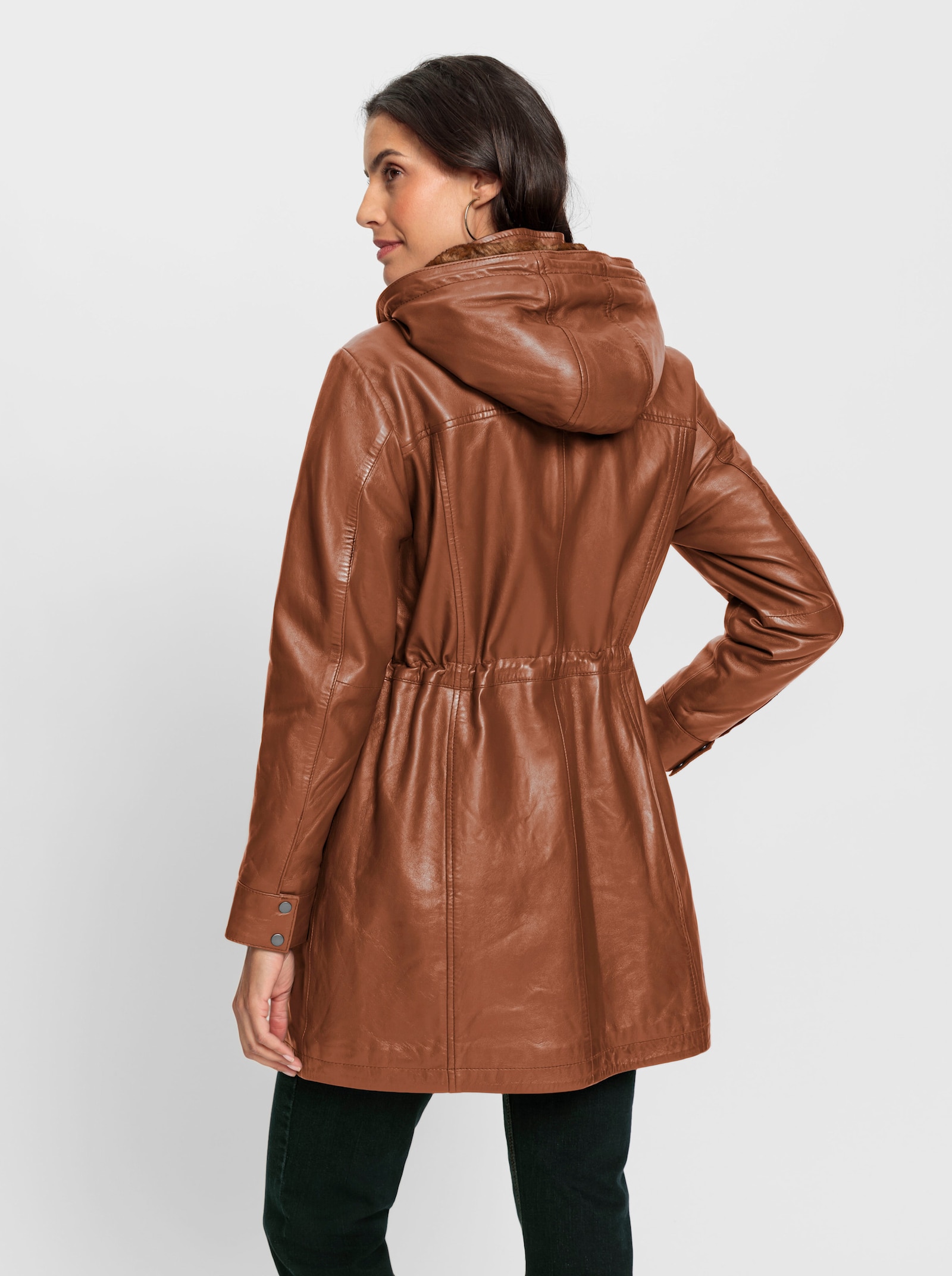 Mainpol Lederjacke aus Lammnappa - cognac