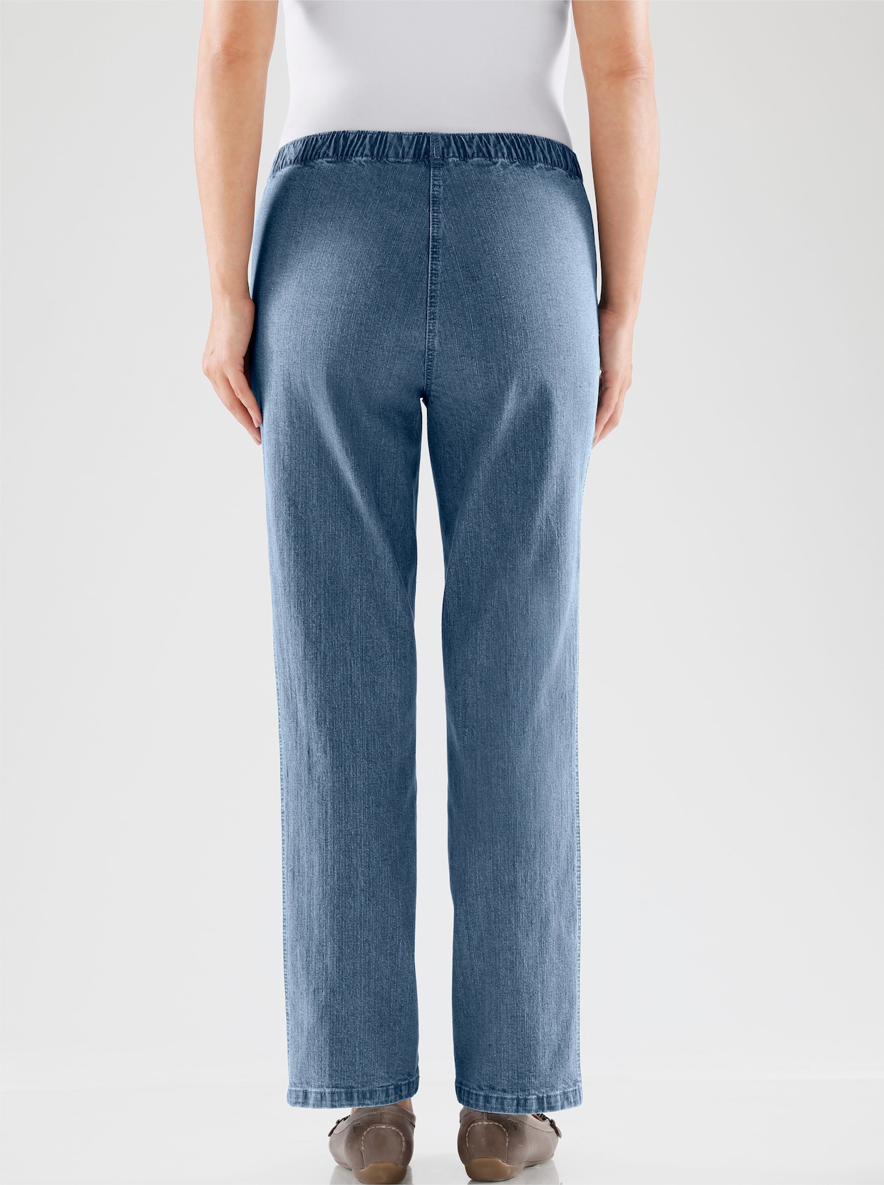 Navliekacie džínsy - bielená modrá