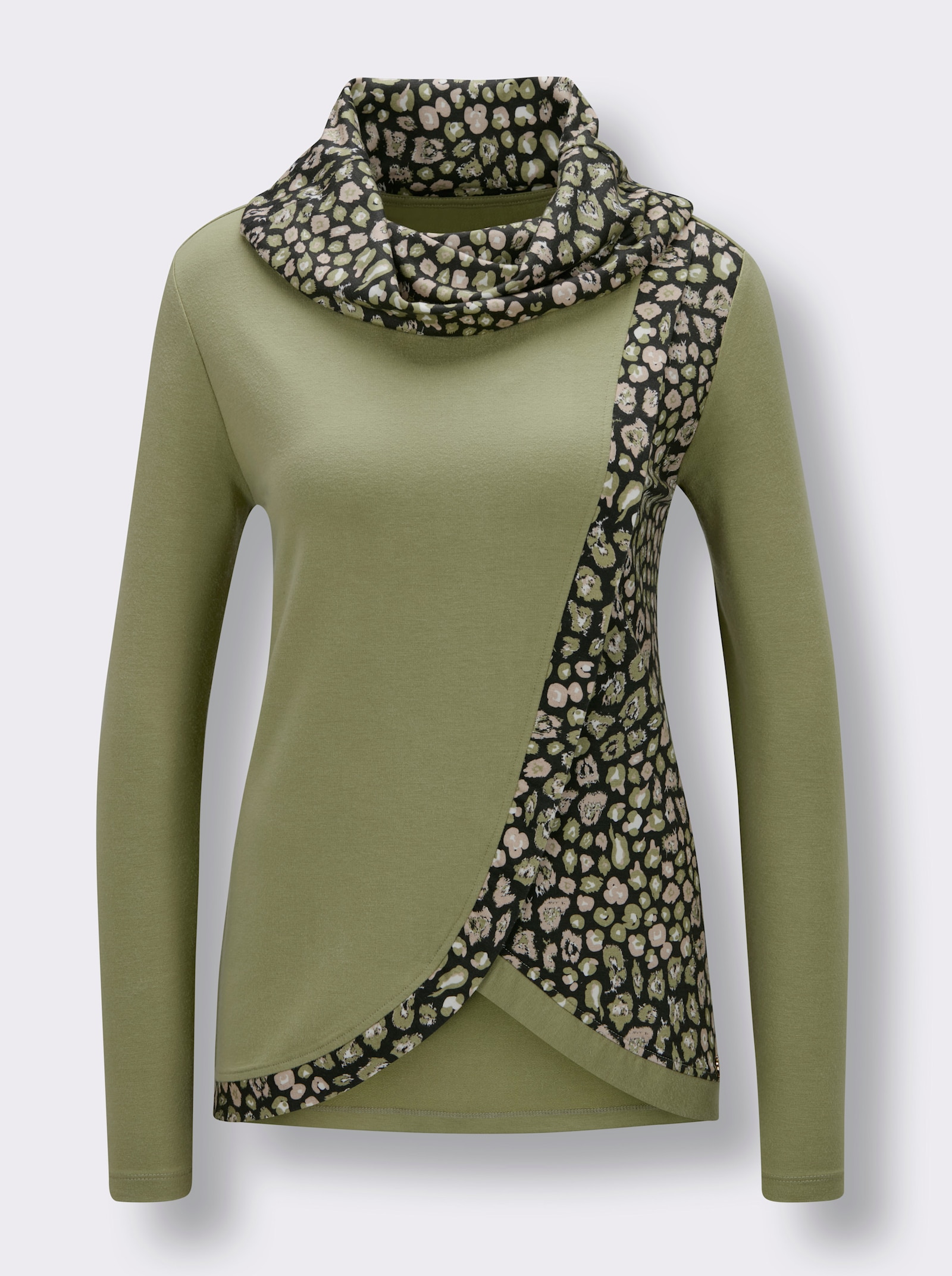 CREATION L PREMIUM Rollkragenshirt in TENCEL-Qualität von Lenzing - schilf-schwarz-gemustert