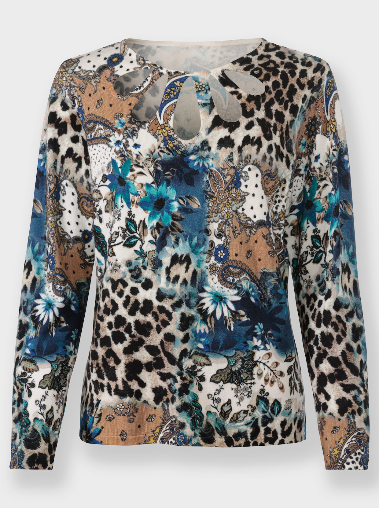 heine Pullover met print - zwart/camel bedrukt