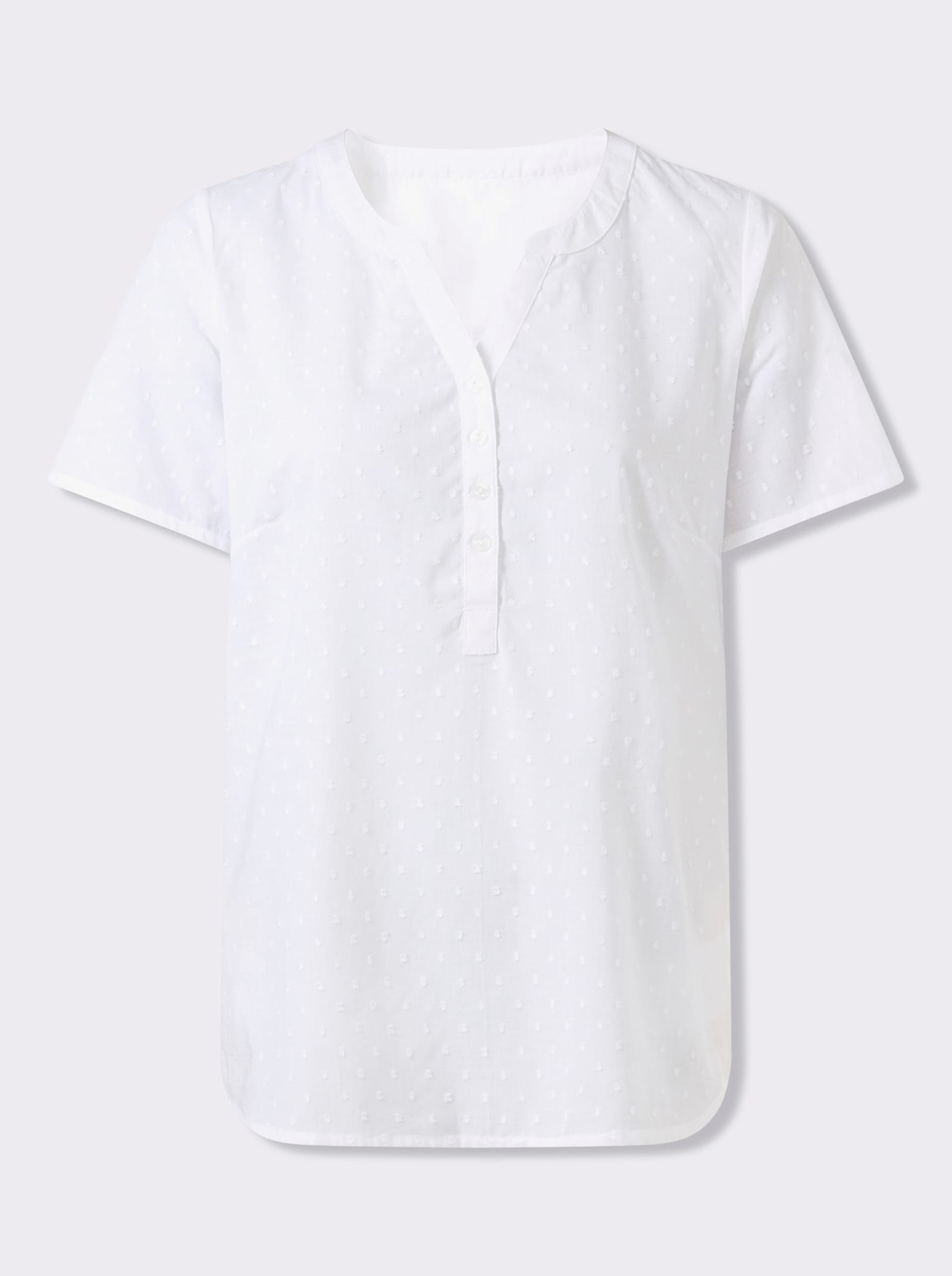 Kurzarm-Bluse in Struktur-Qualität - ecru