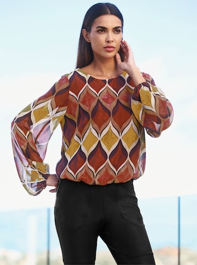 heine Druckbluse - terra-ocker-bedruckt