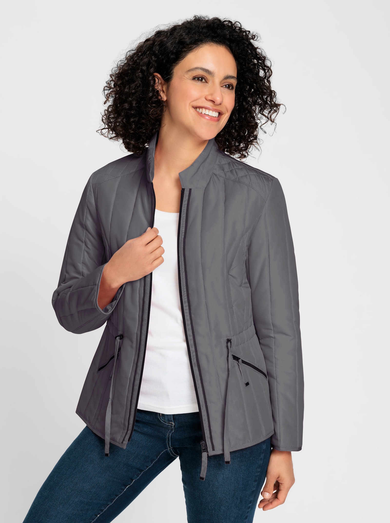 Steppjacke mit Längssteppung - anthrazit