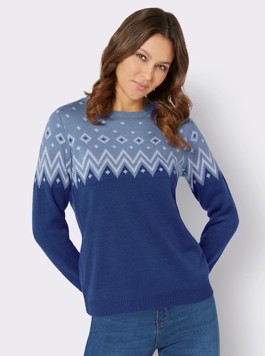 Norwegerpullover - royalblau-bleu-gemustert