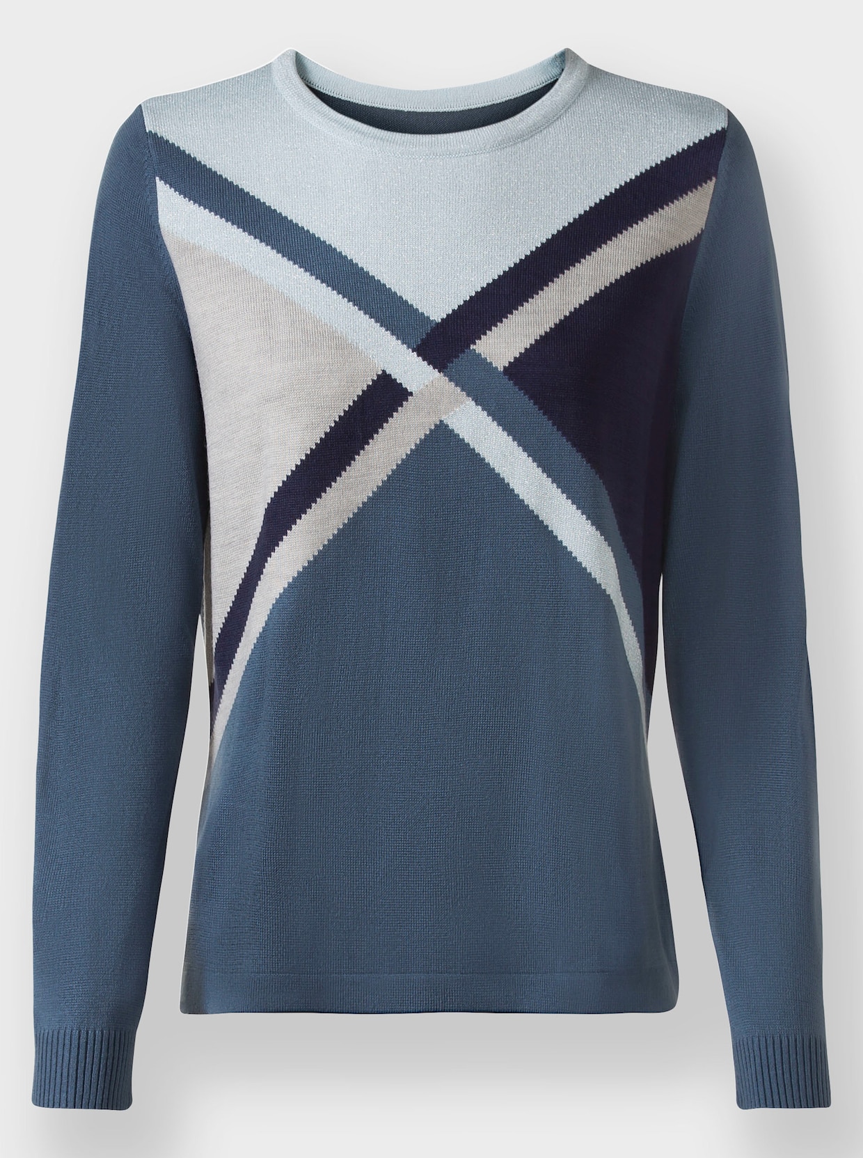 Pullover - rookblauw/lichtblauw gedessineerd