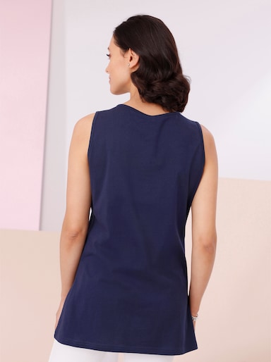 Shirttop mit dezenter Raffung, in A-Form - nachtblau