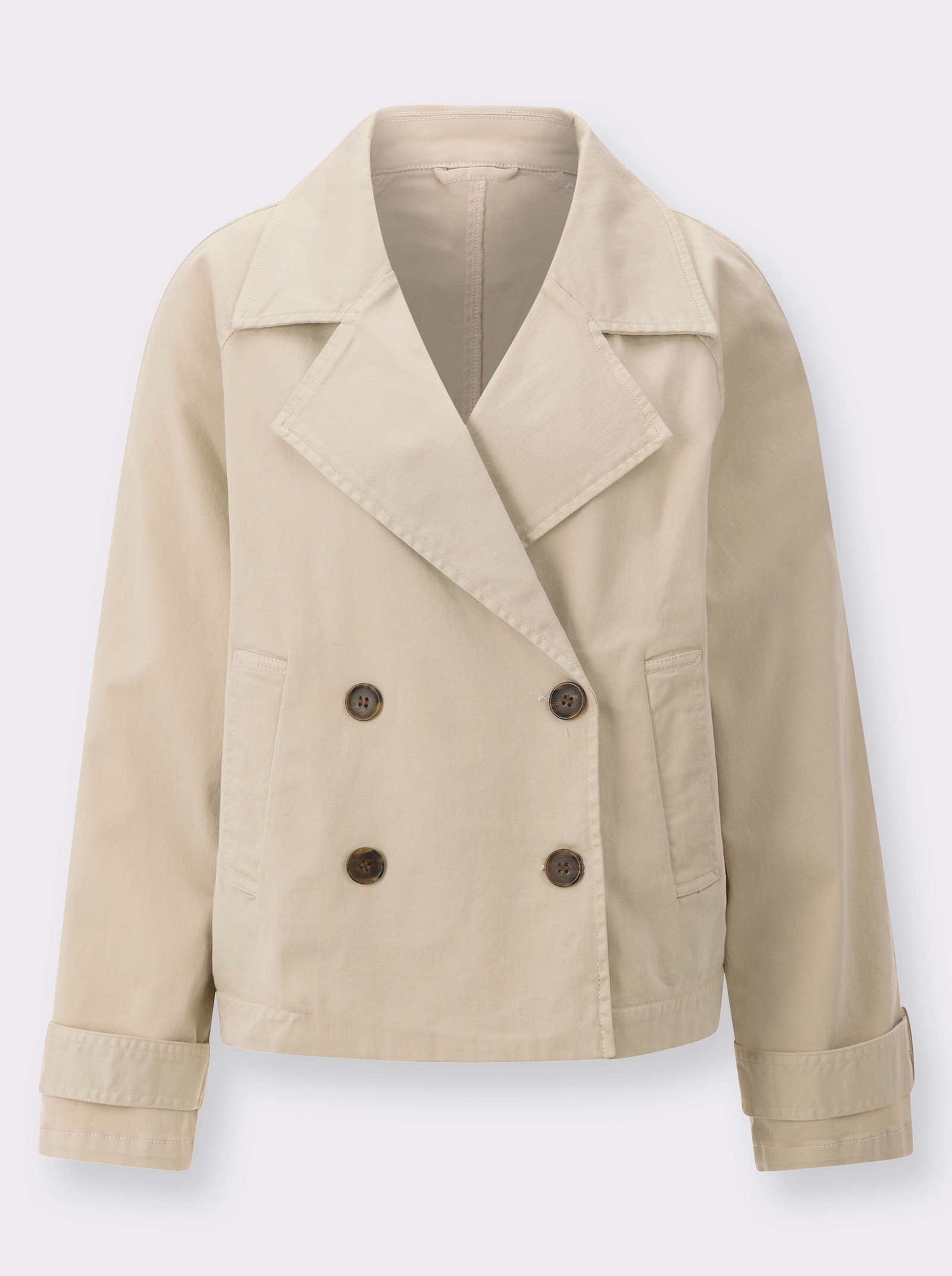 Trenchcoat, krage med slag - sand