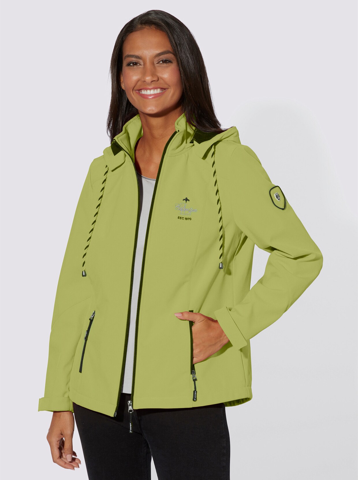 Softshelljacke - kiwi-weiß-meliert