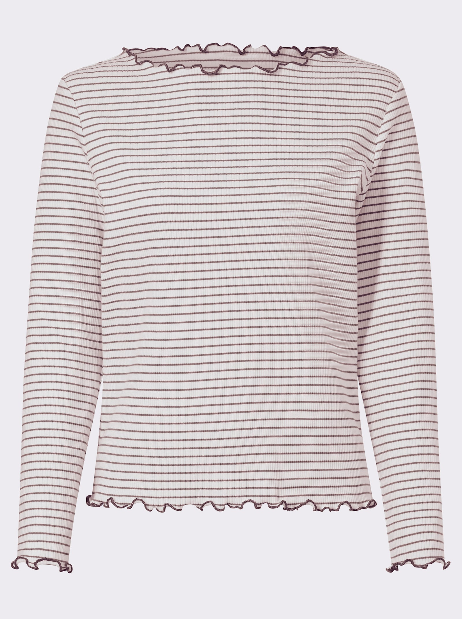 heine Rippshirt mit Ringelstreifen - ecru-dunkeltaupe-geringelt