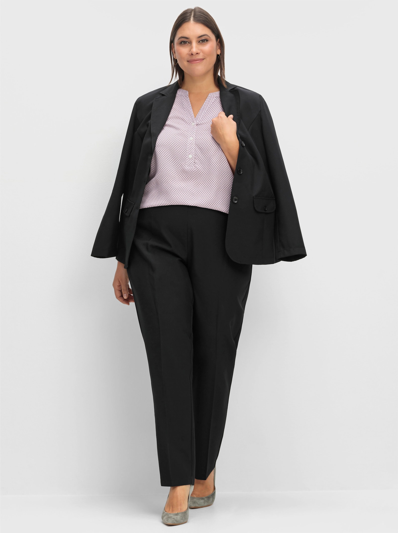 Bügelfaltenhose mit Rundum-Dehnbund - schwarz