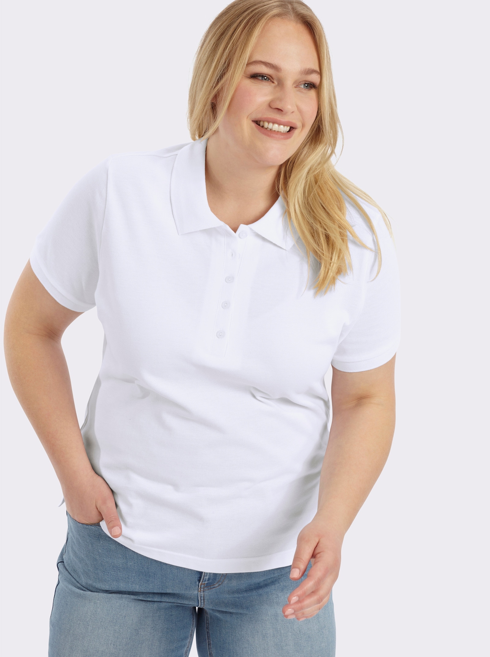 Poloshirt mit Seitenschlitzen - weiß