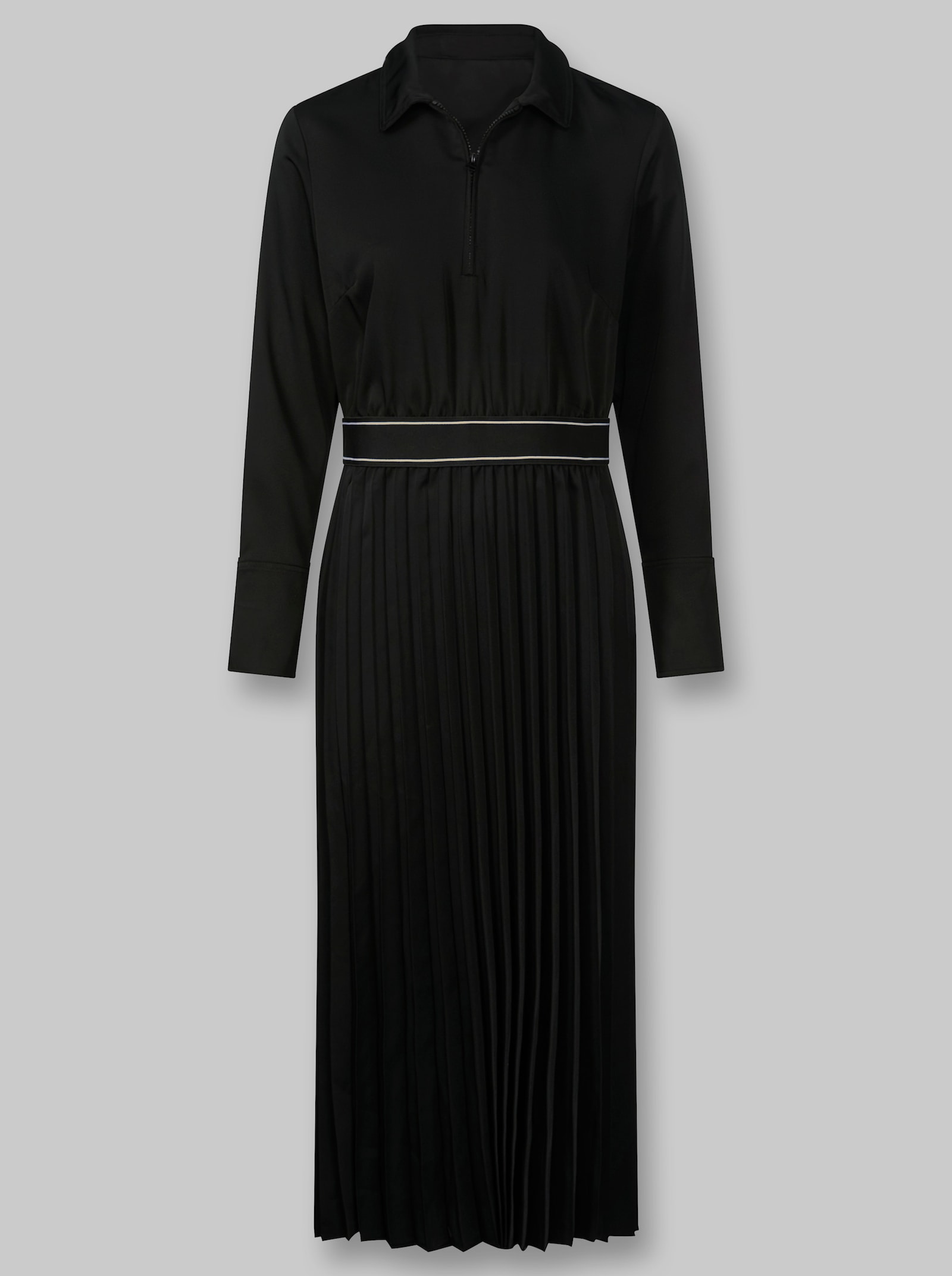 heine Plisseekleid mit Hemdkragen - schwarz