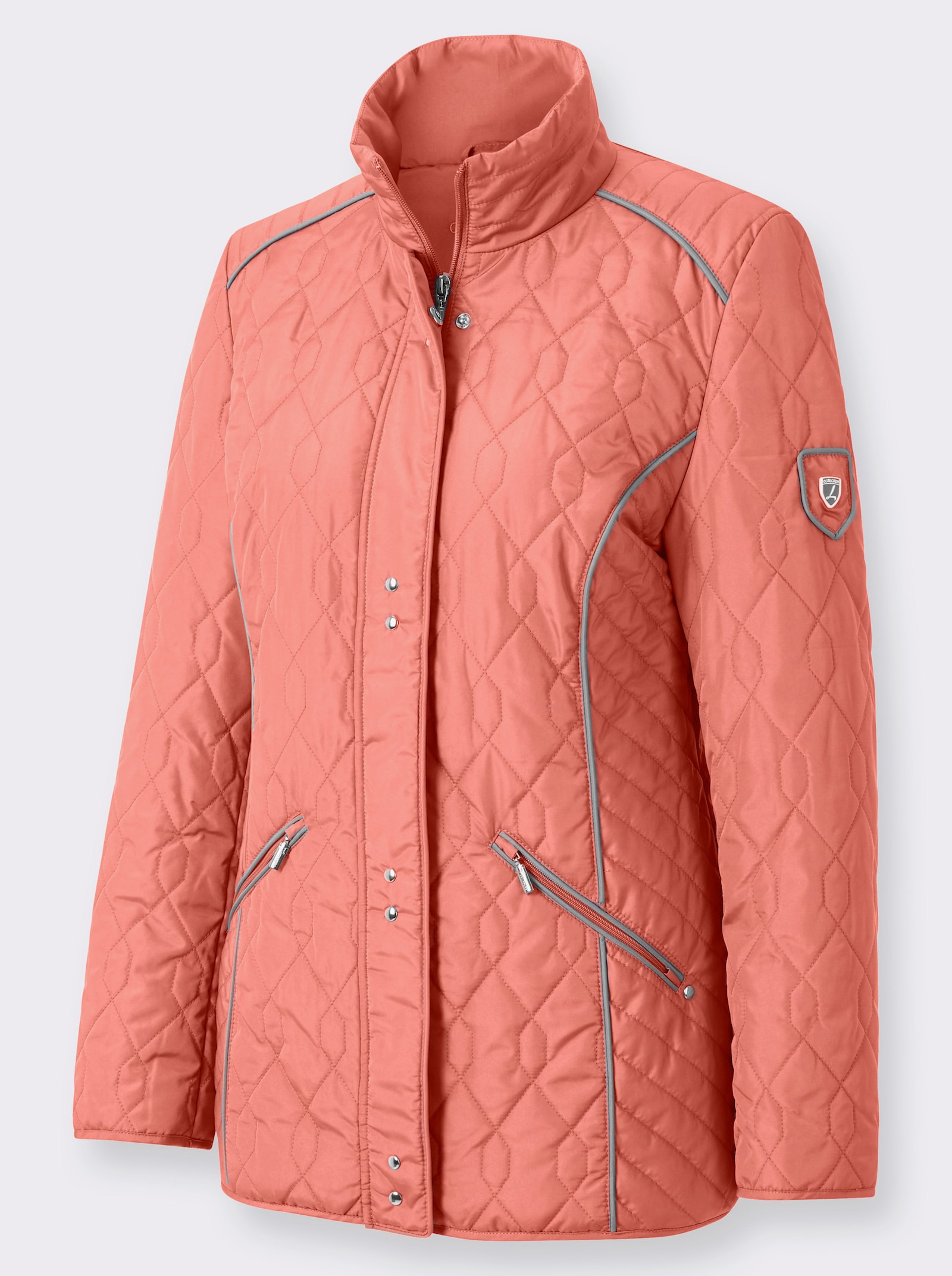 Steppjacke mit Kontrast-Details - grapefruit