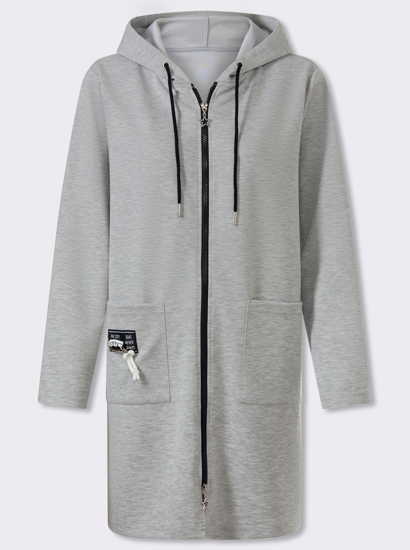 heine Shirtjacke mit Patches - grau-meliert