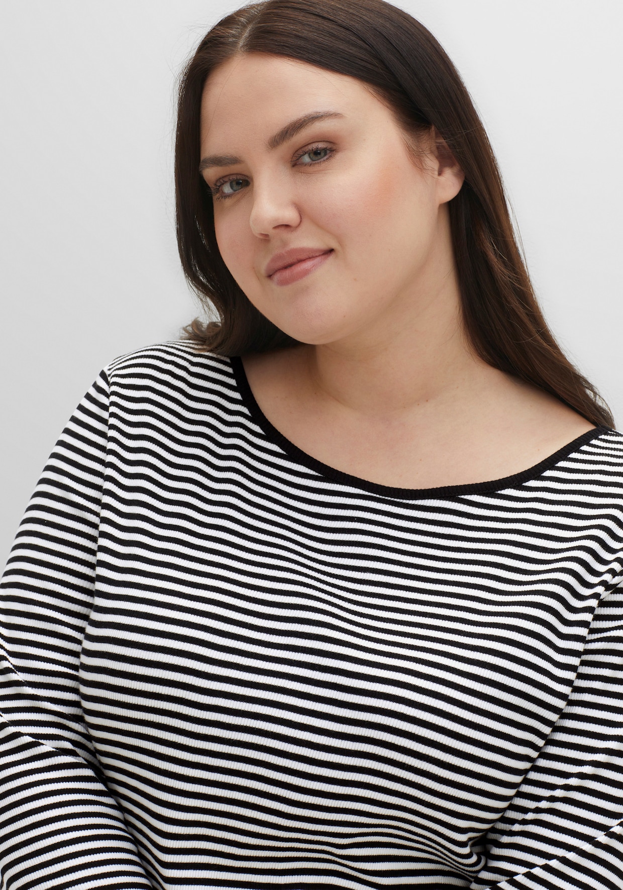 sheego Ringelshirt - schwarz