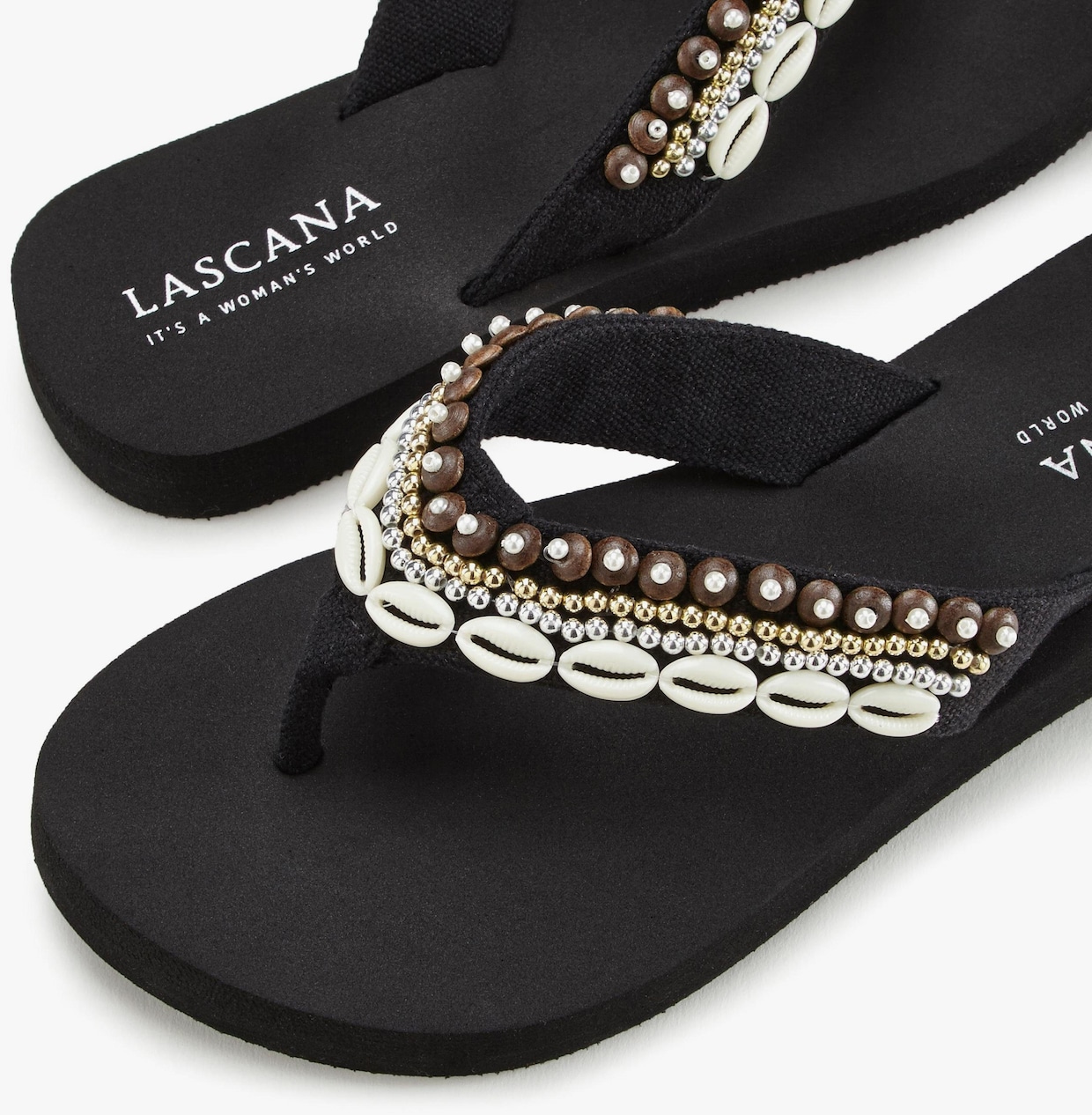 LASCANA Badslippers - zwart