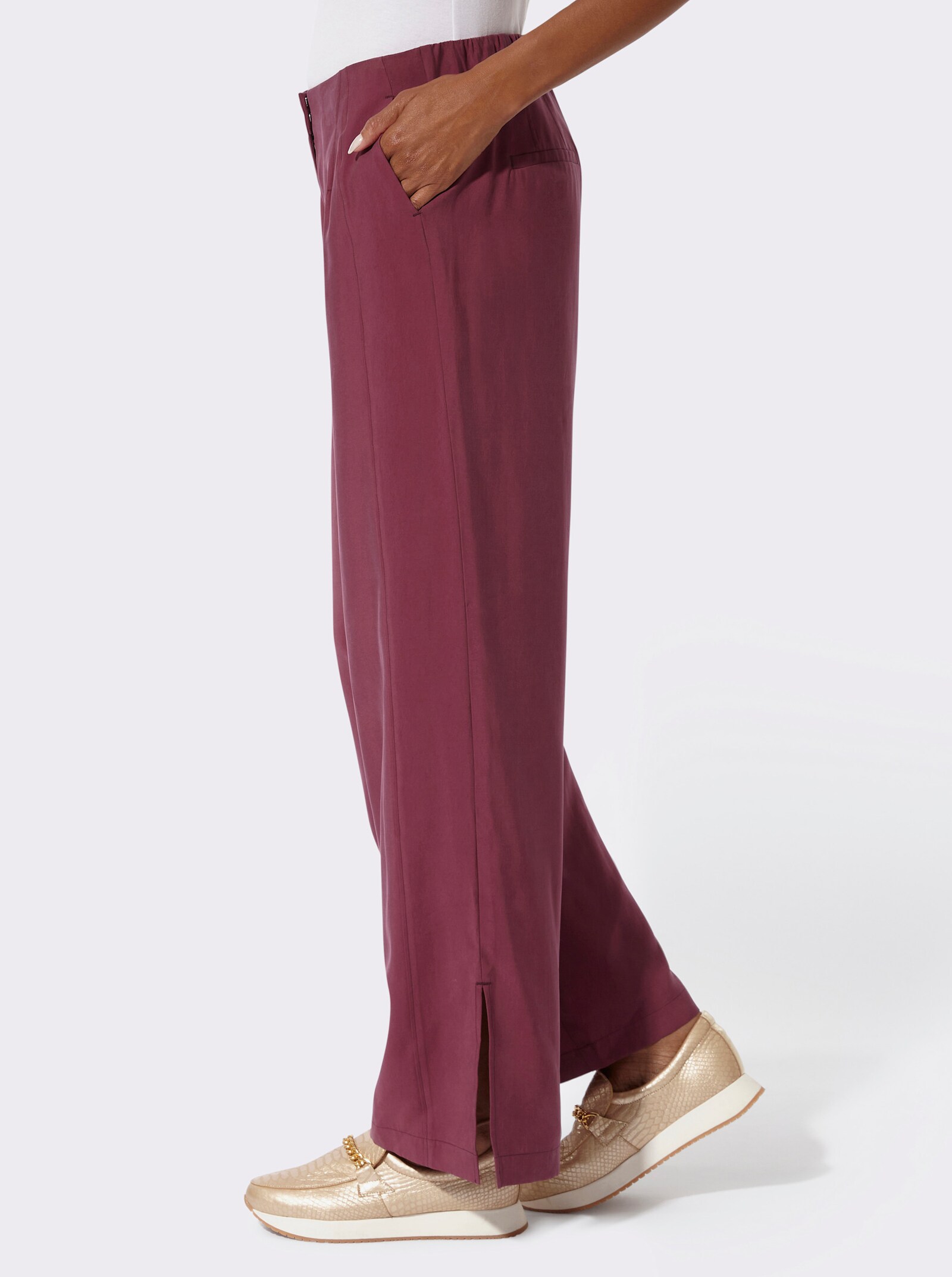 Marlene-Hose mit Schlitz am Saum - bordeaux