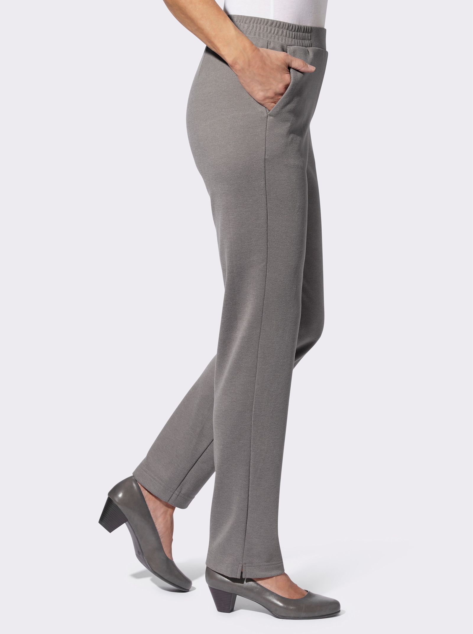 Schlupfhose aus weichem Flanell - grau-meliert