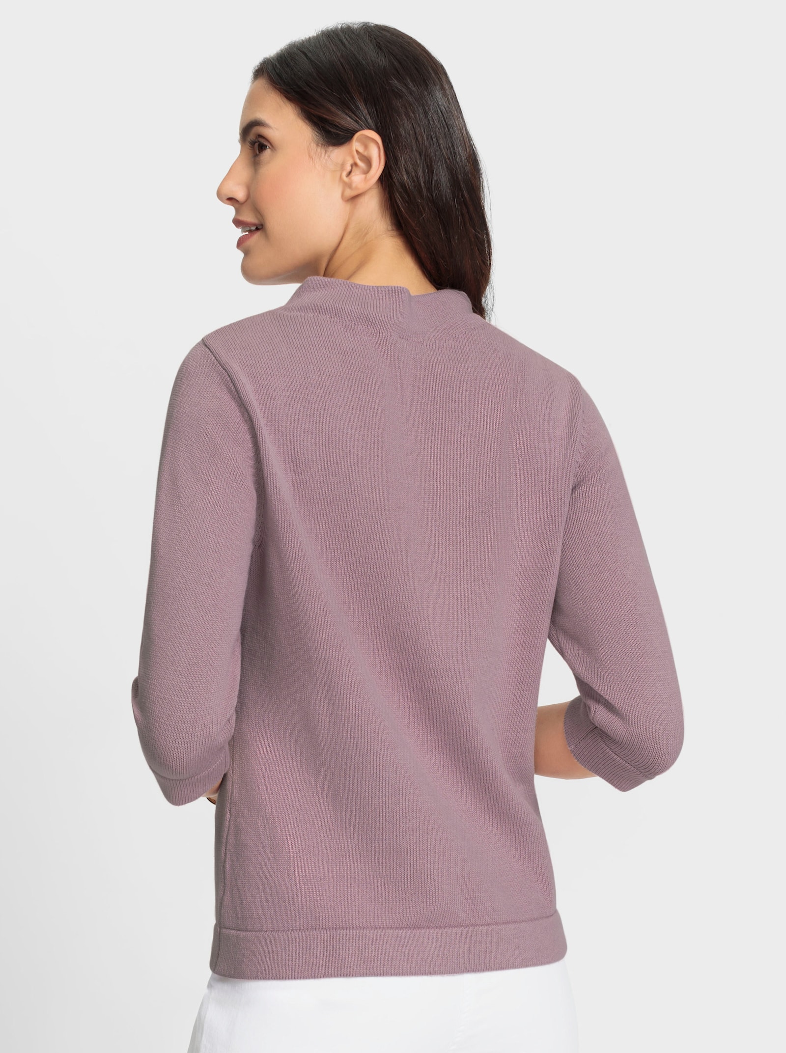 Pullover met 3/4-mouwen en kelkkraag - mauve