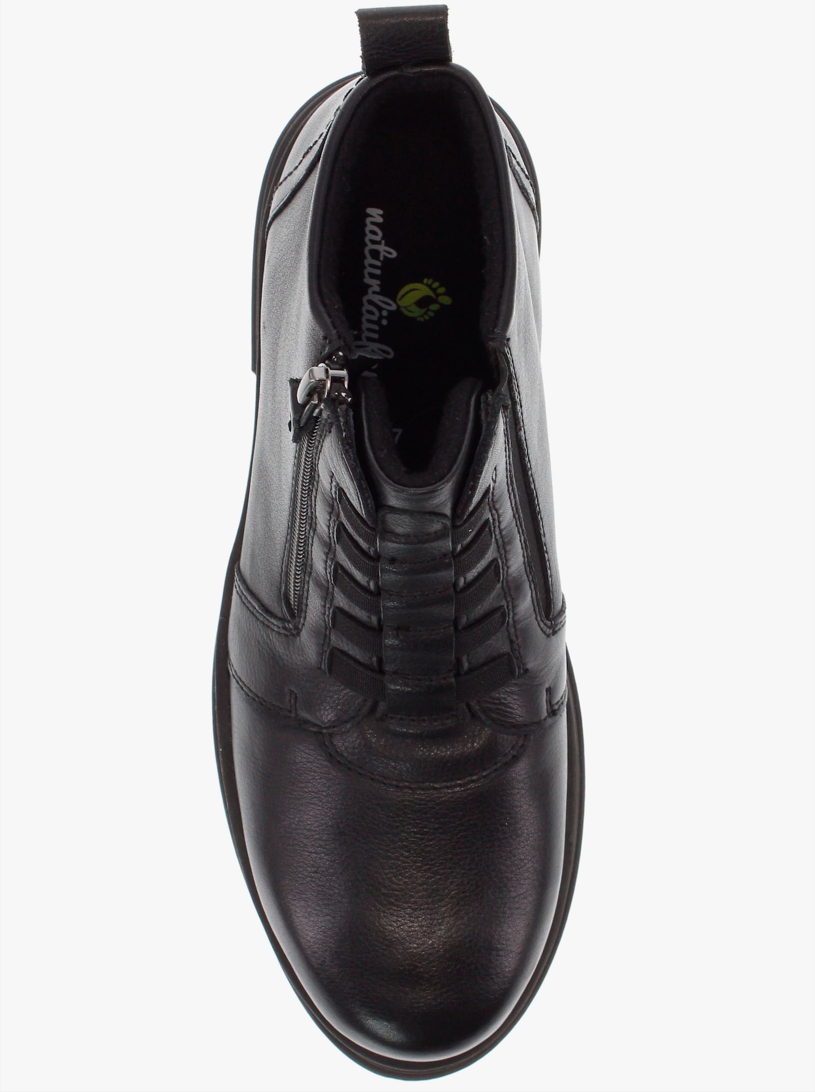 Naturläufer Stiefelette mit Warmfutter, Leder - schwarz